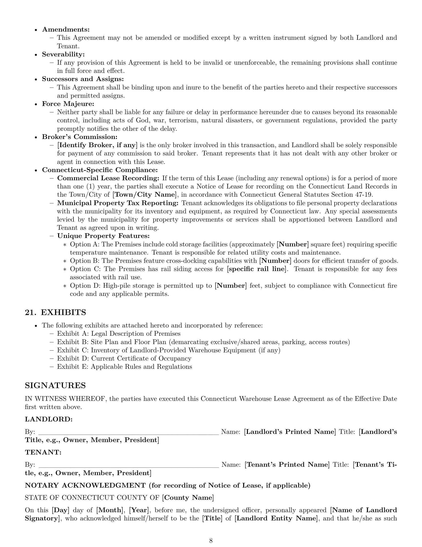 Preview page 8 of Pro Connecticut warehouse lease agreement template