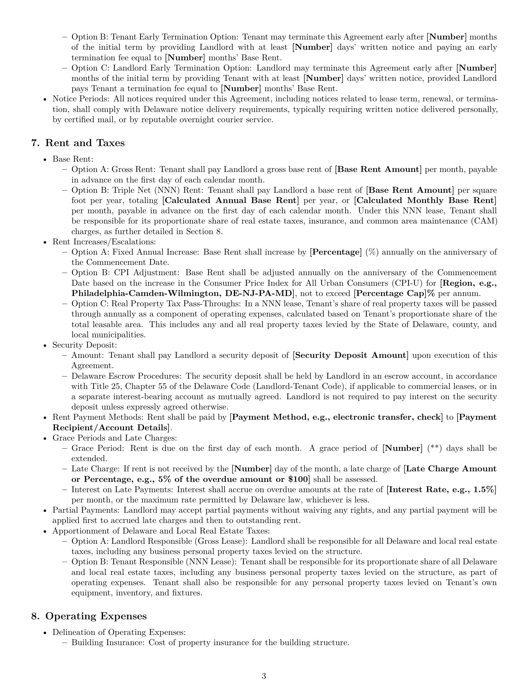 Preview page 3 of Pro Delaware warehouse lease agreement template