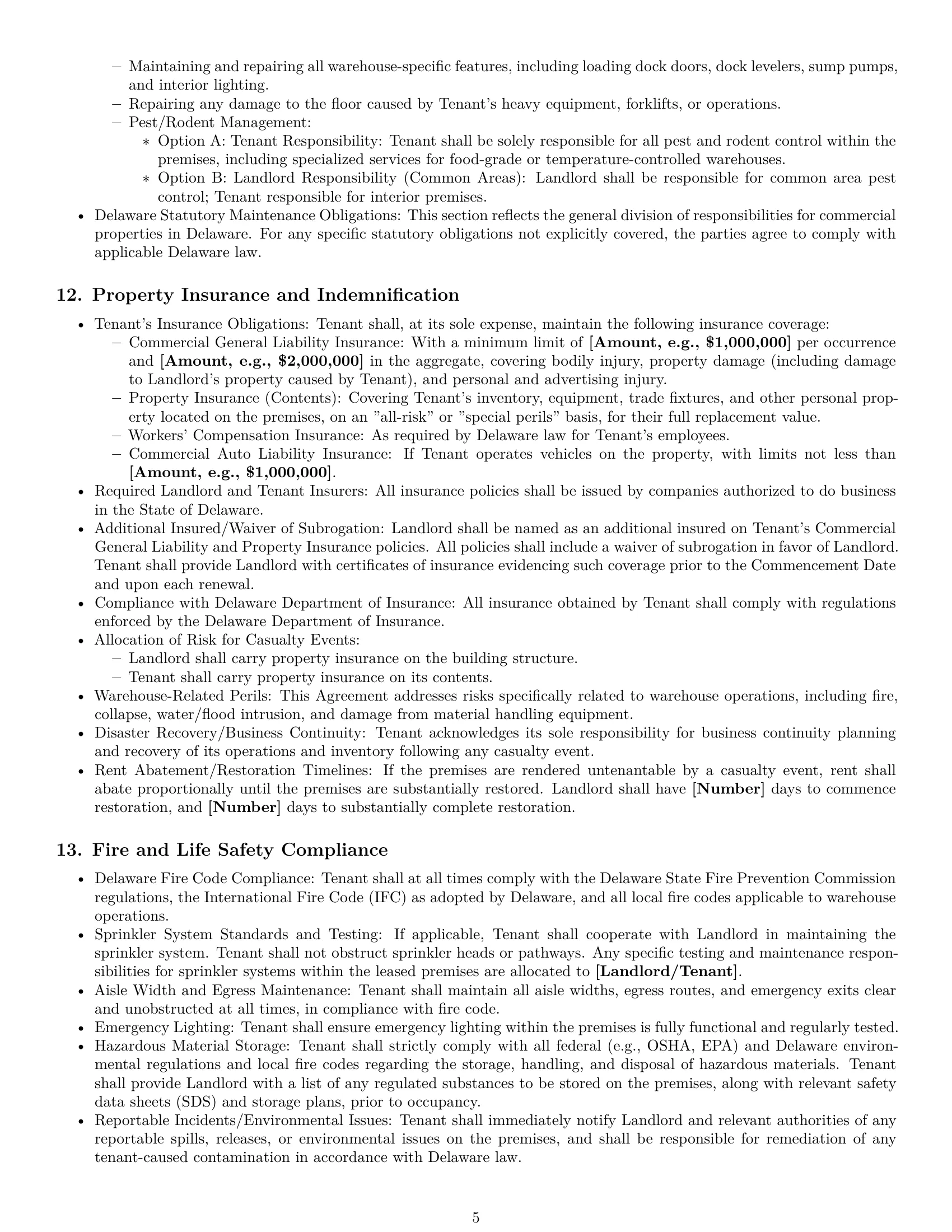 Preview page 5 of Pro Delaware warehouse lease agreement template