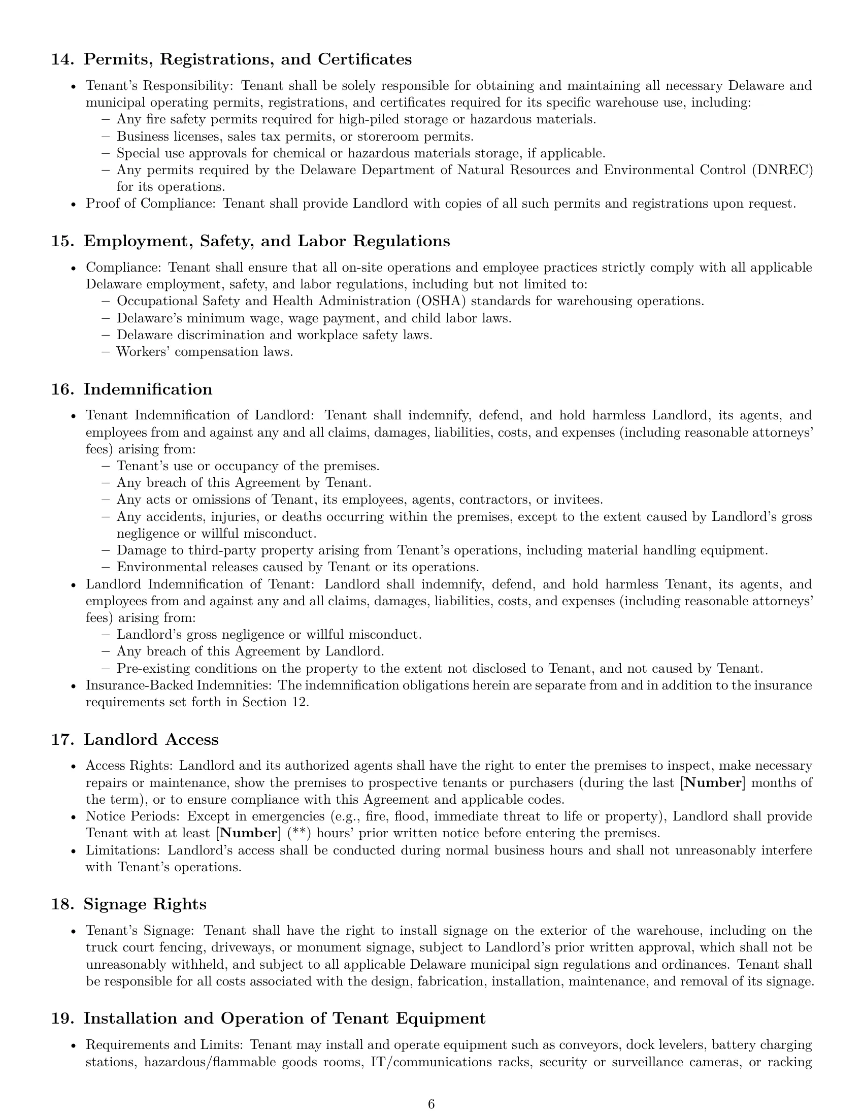 Preview page 6 of Pro Delaware warehouse lease agreement template