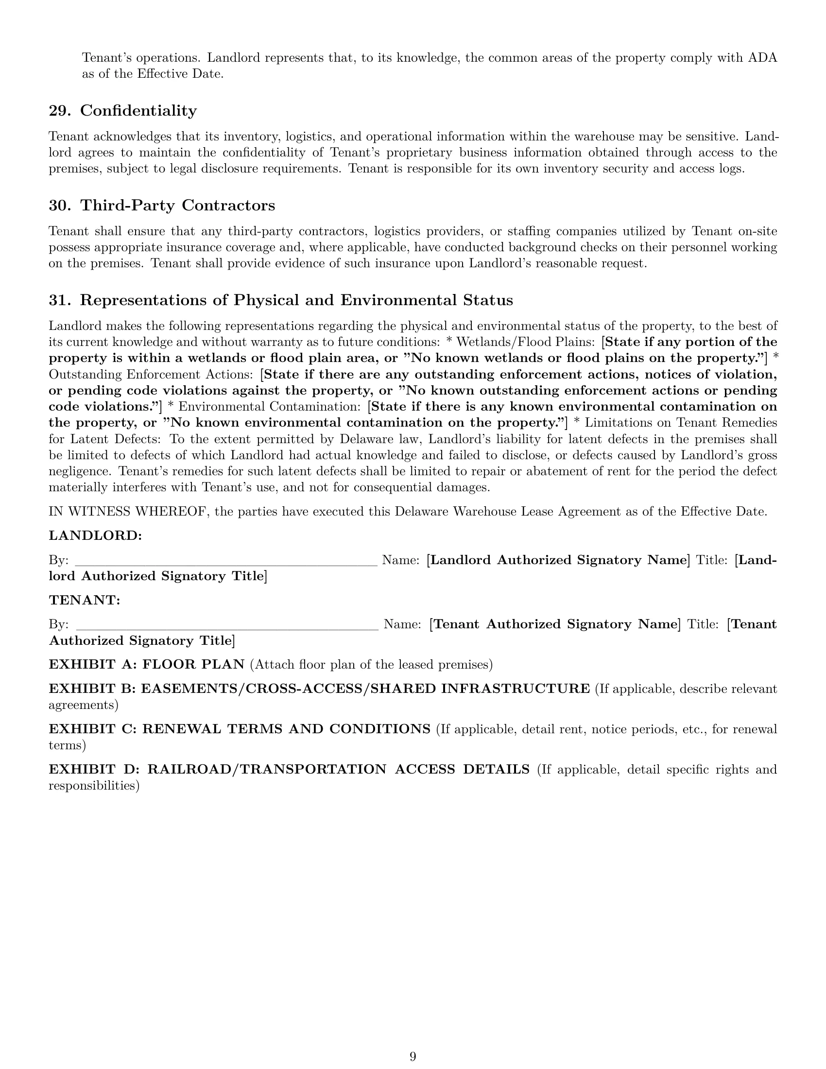 Preview page 9 of Pro Delaware warehouse lease agreement template