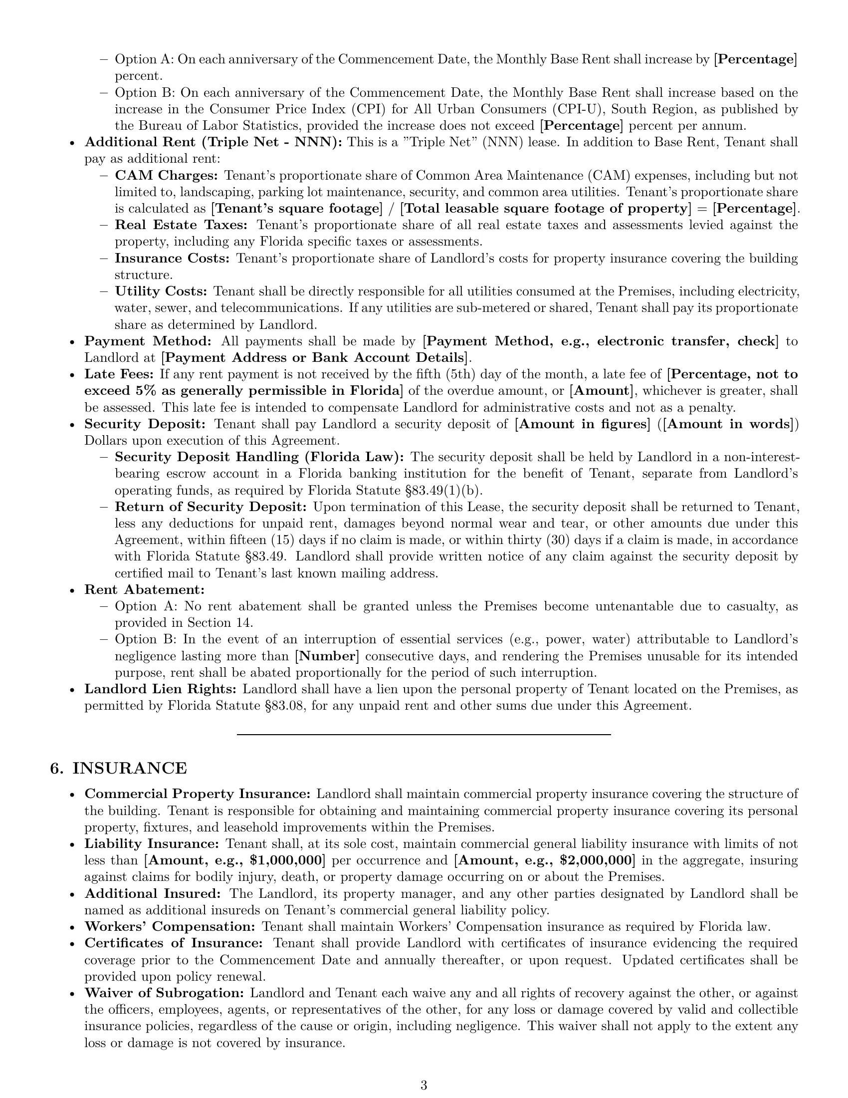 Preview page 3 of Pro Florida warehouse lease agreement template