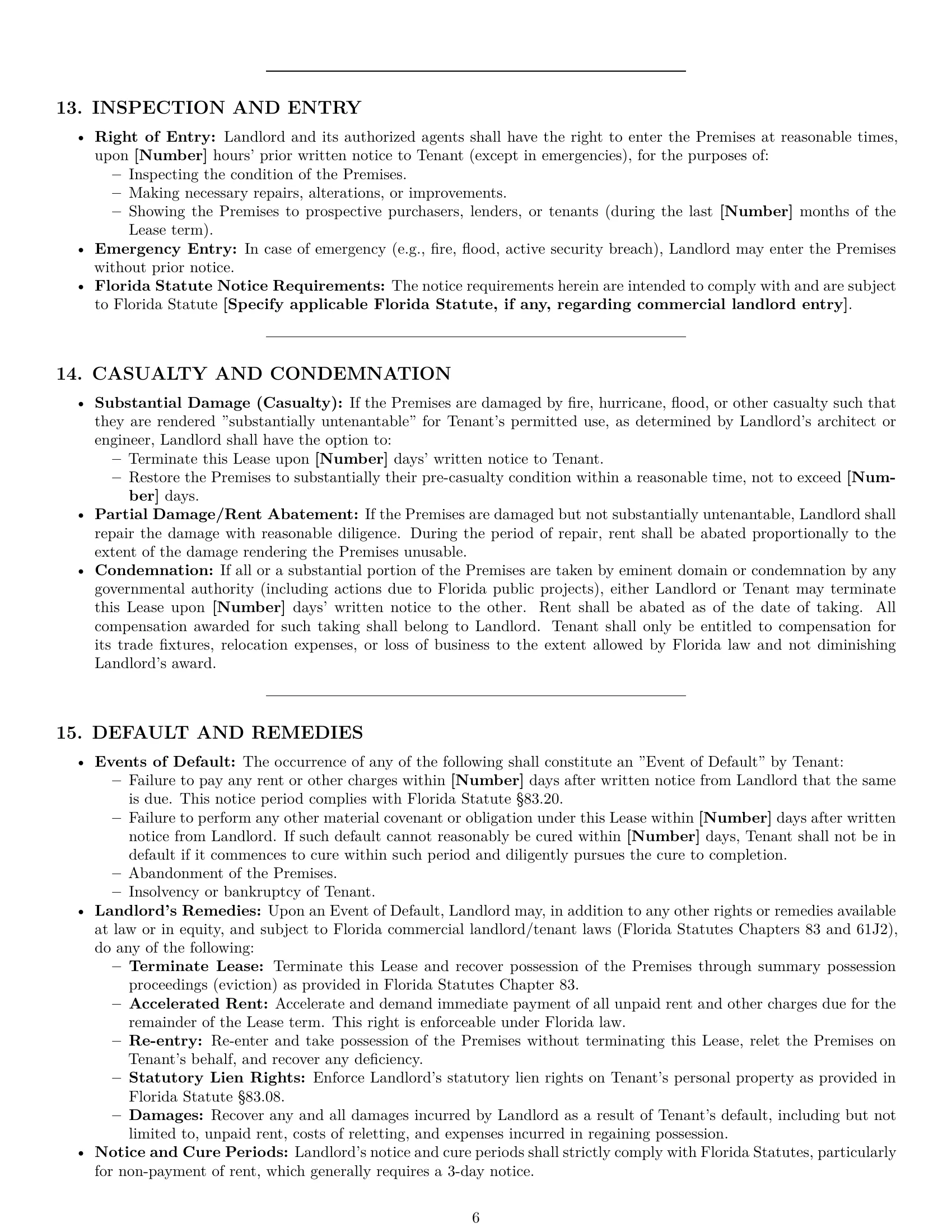 Preview page 6 of Pro Florida warehouse lease agreement template