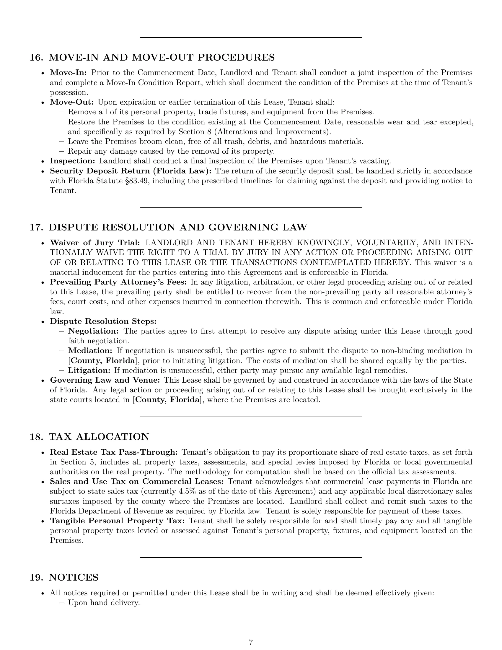 Preview page 7 of Pro Florida warehouse lease agreement template