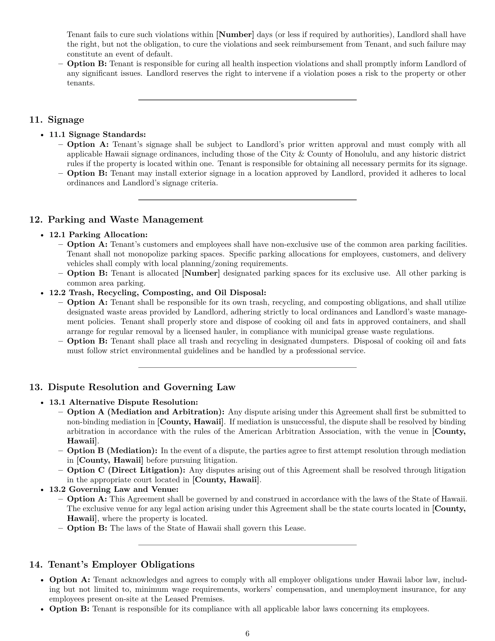 Preview page 6 of Pro Hawaii restaurant lease agreement template