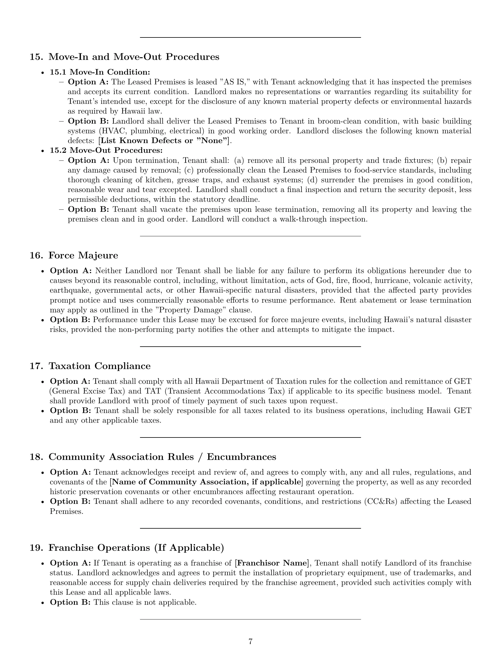 Preview page 7 of Pro Hawaii restaurant lease agreement template