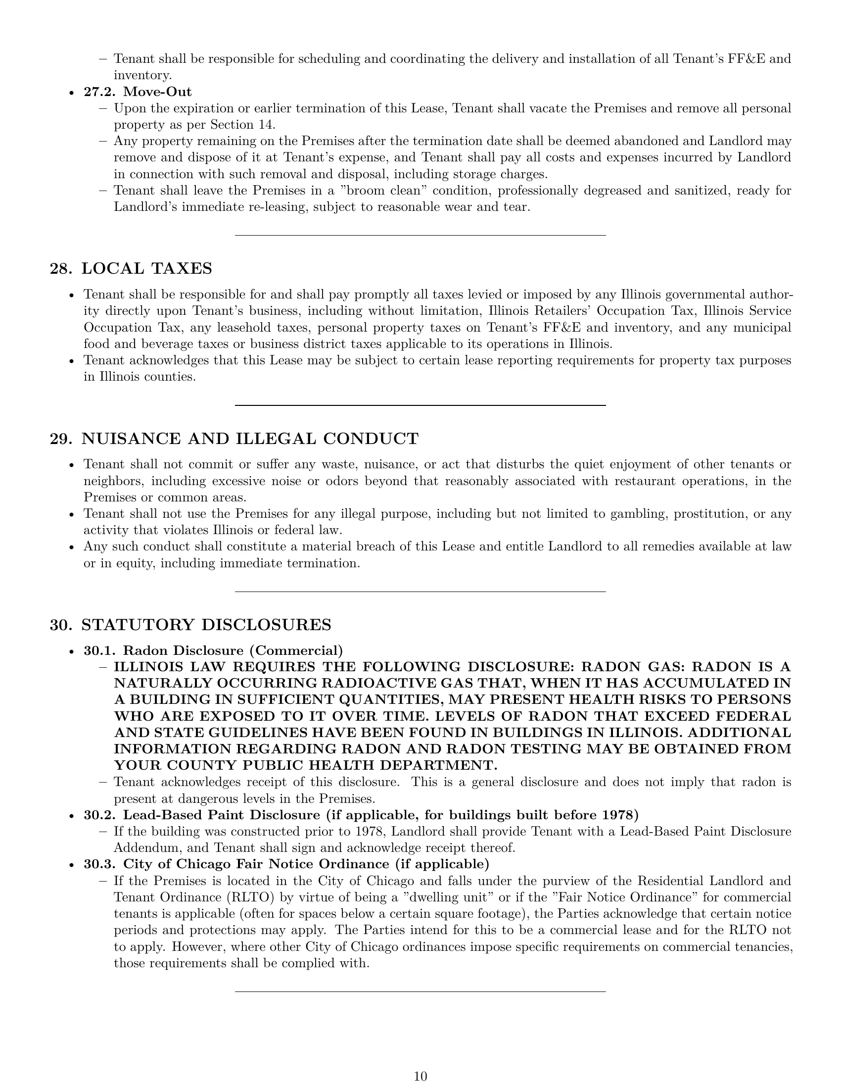 Preview page 10 of Pro Illinois restaurant lease agreement template