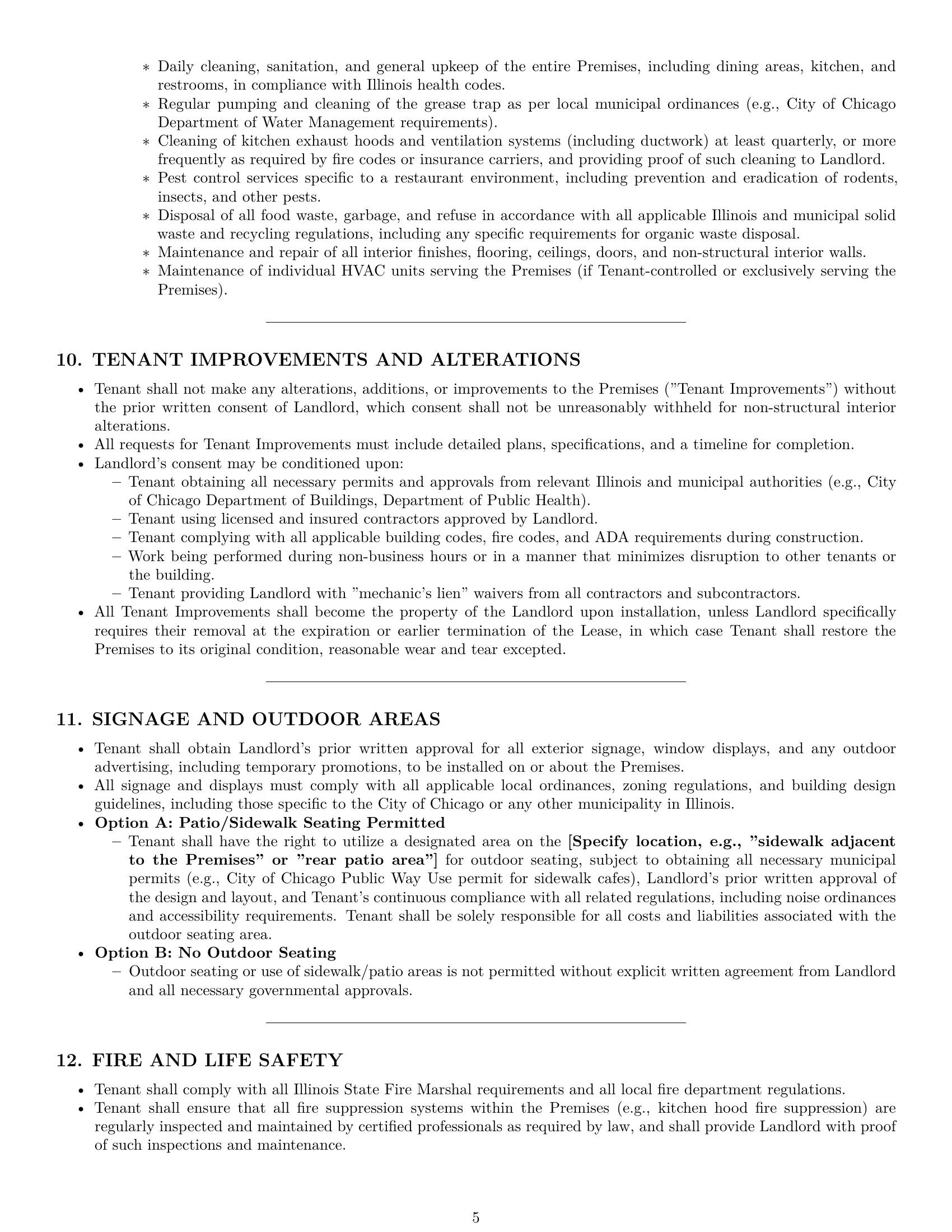 Preview page 5 of Pro Illinois restaurant lease agreement template