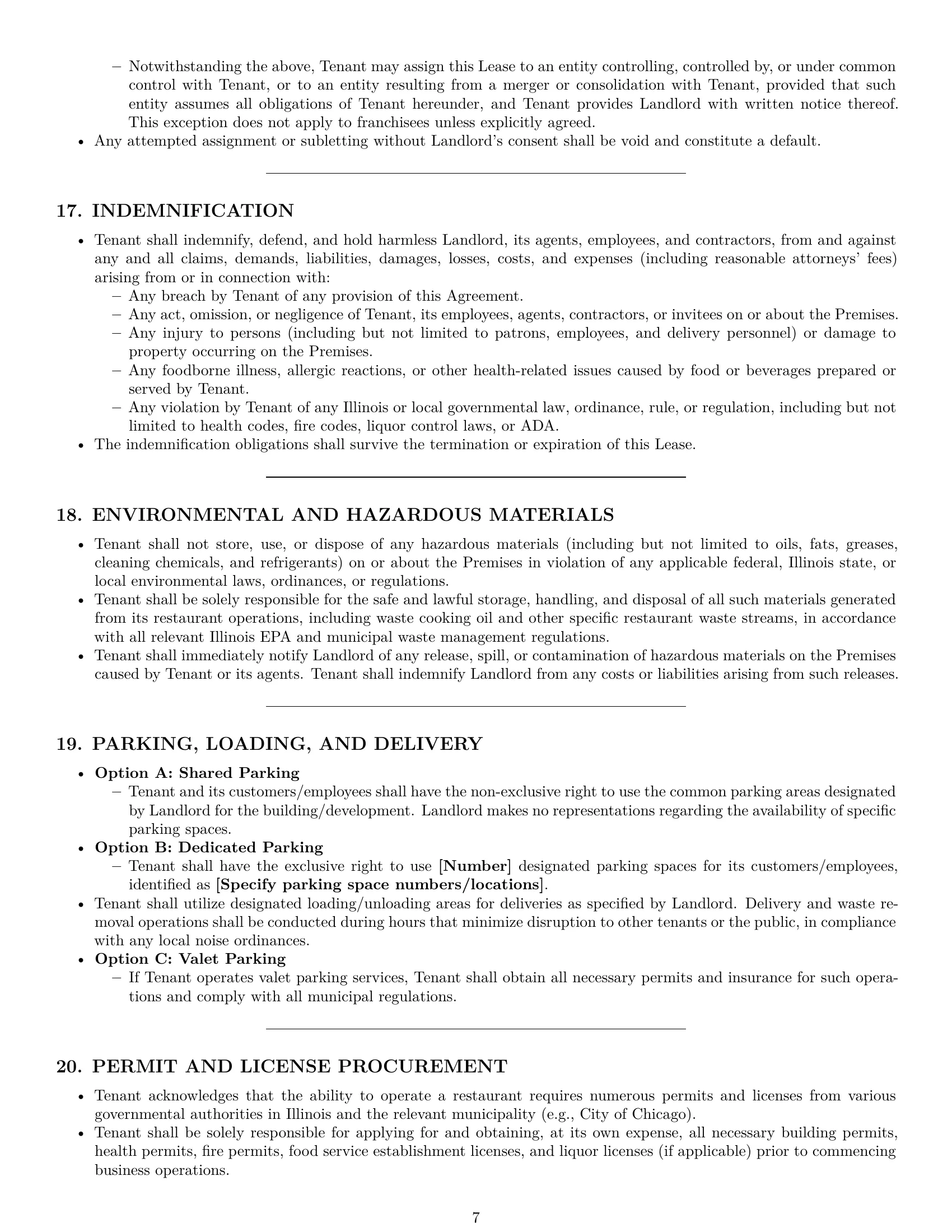 Preview page 7 of Pro Illinois restaurant lease agreement template