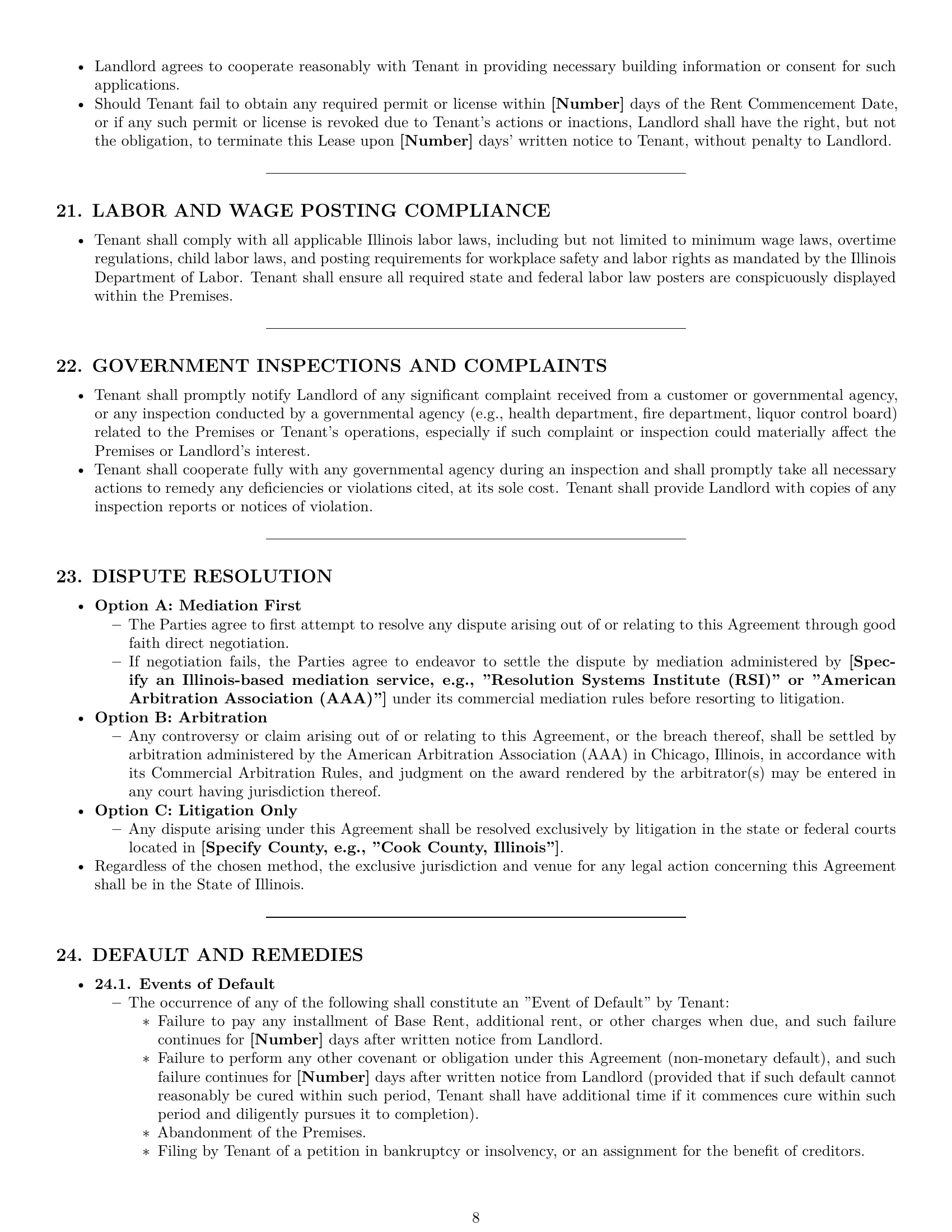 Preview page 8 of Pro Illinois restaurant lease agreement template