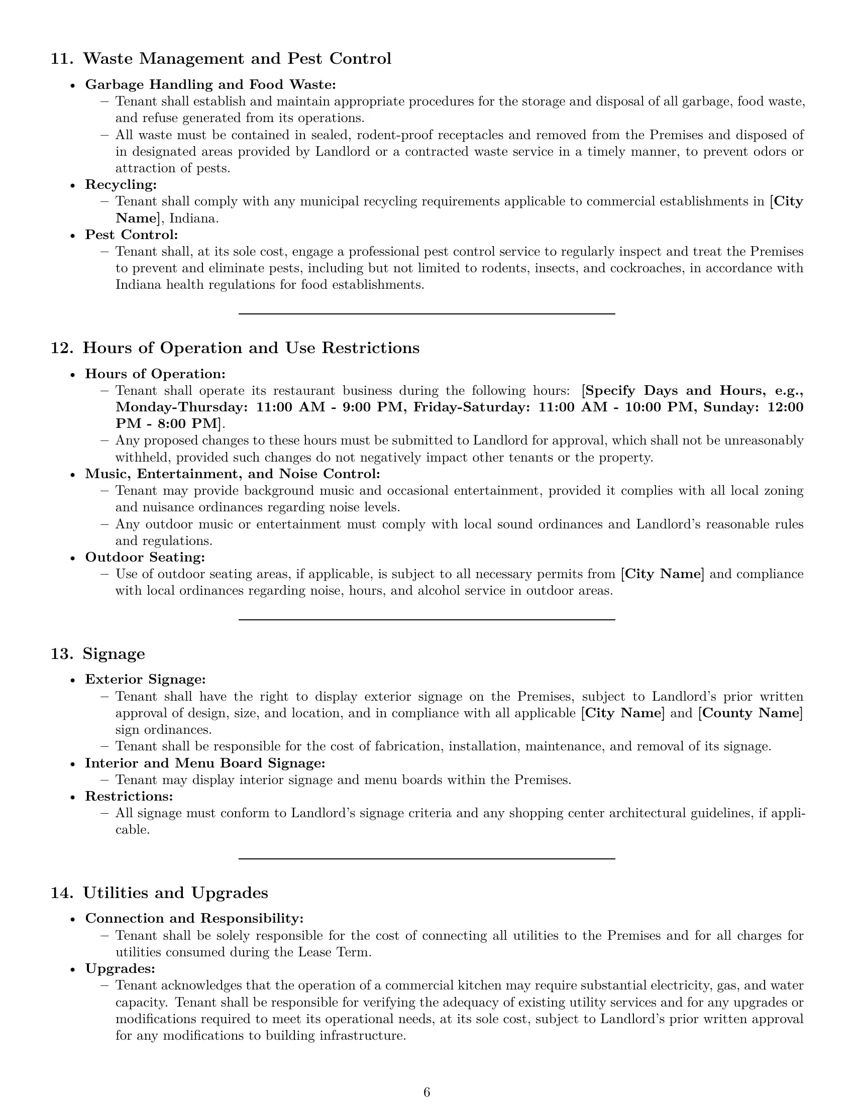 Preview page 6 of Pro Indiana restaurant lease agreement template