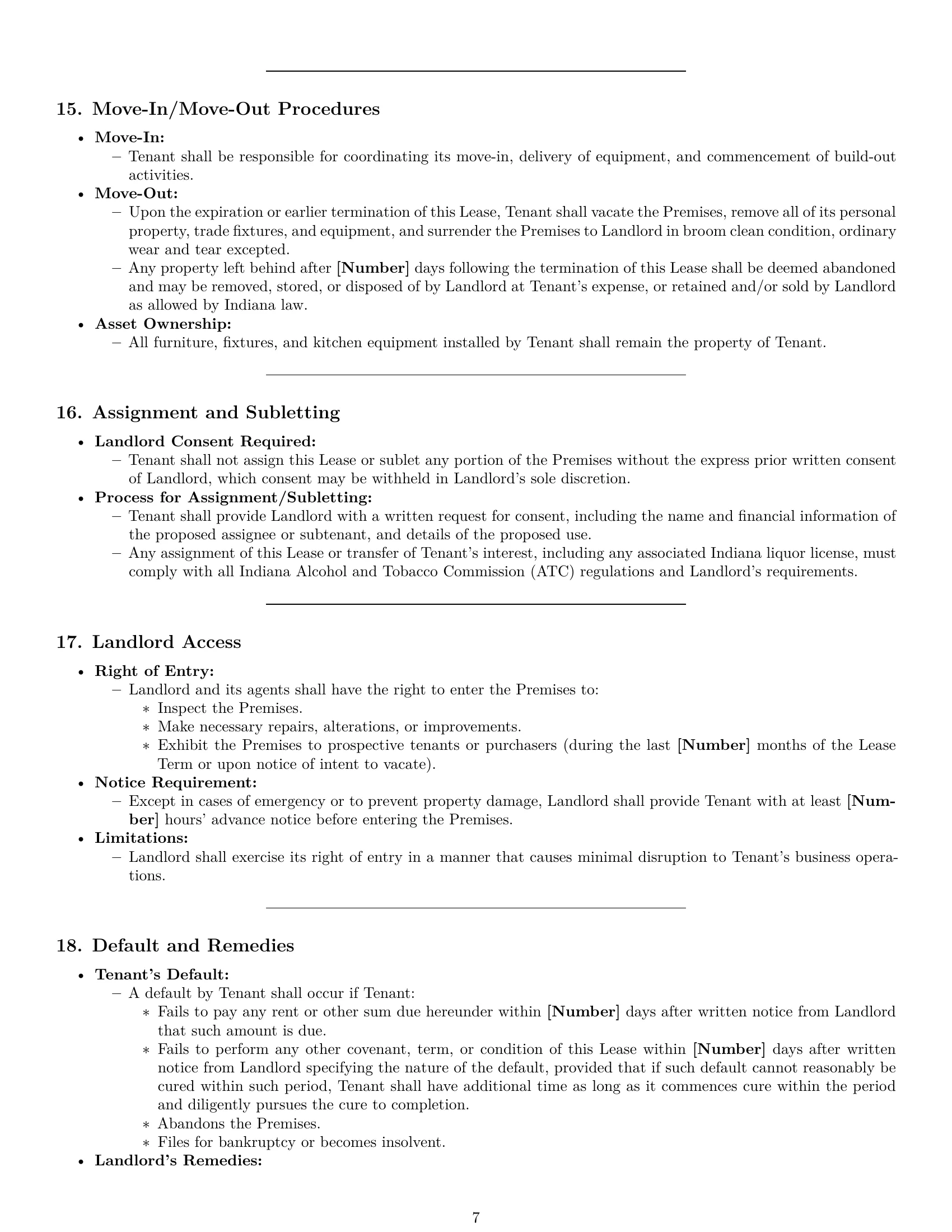 Preview page 7 of Pro Indiana restaurant lease agreement template
