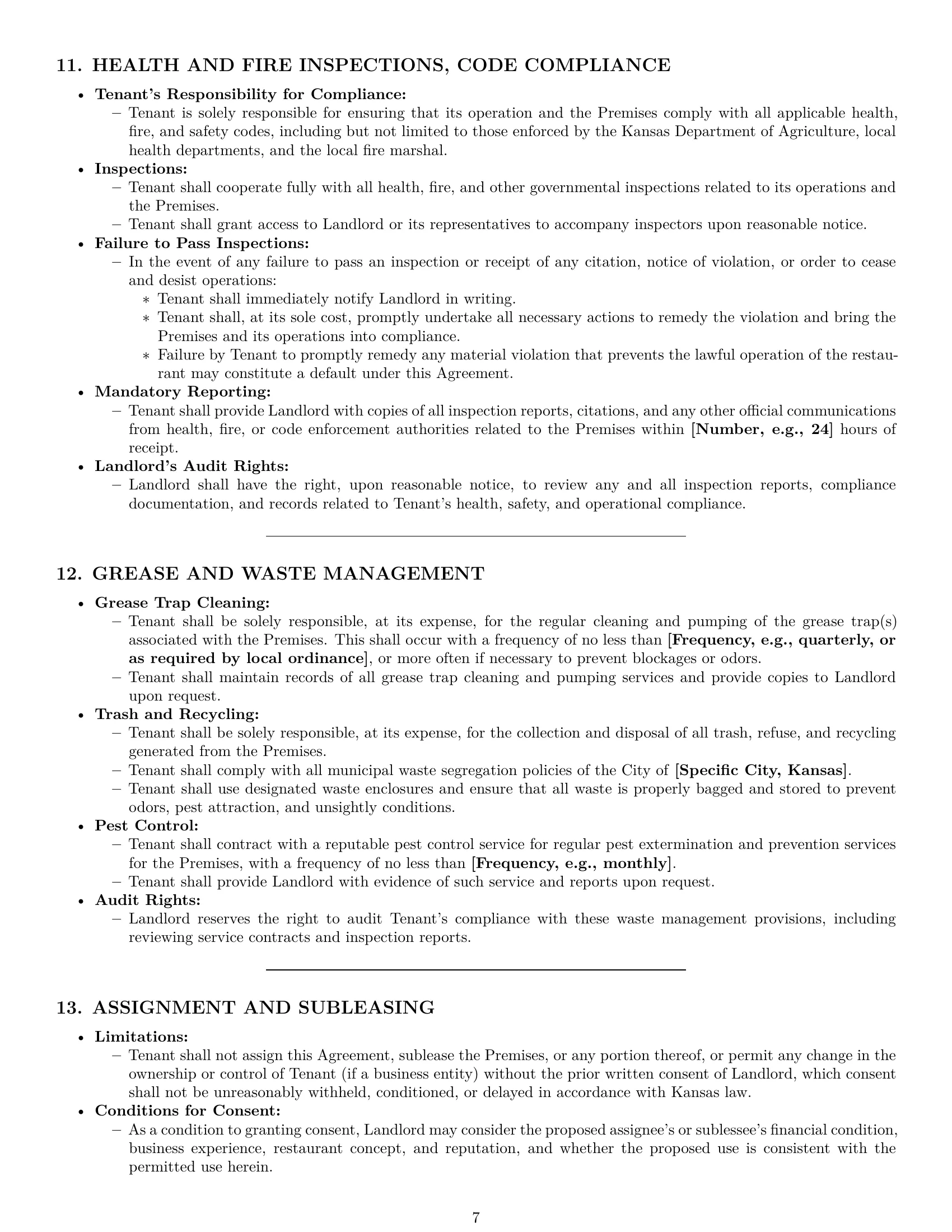 Preview page 7 of Pro Kansas restaurant lease agreement template