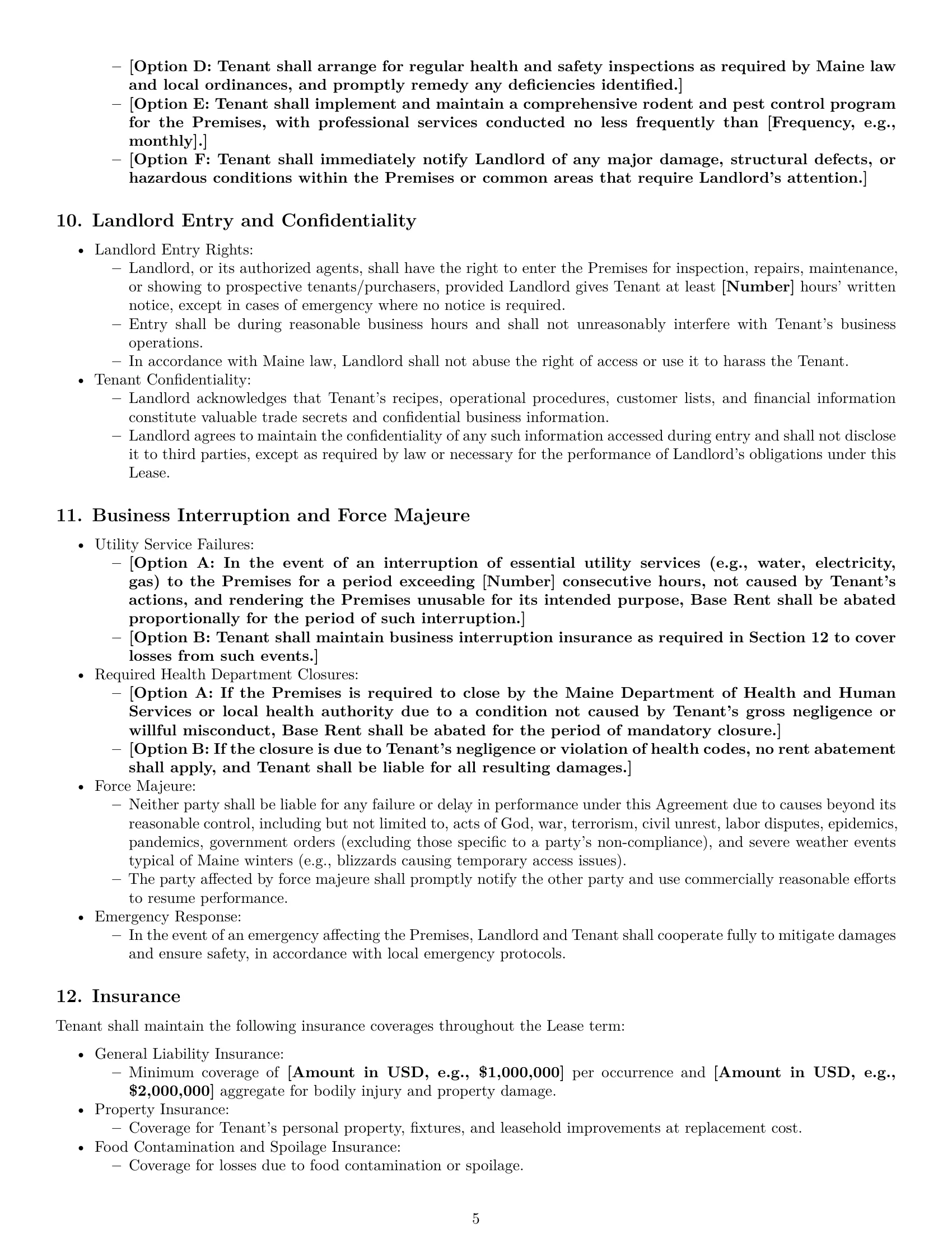 Preview page 5 of Pro Maine restaurant lease agreement template