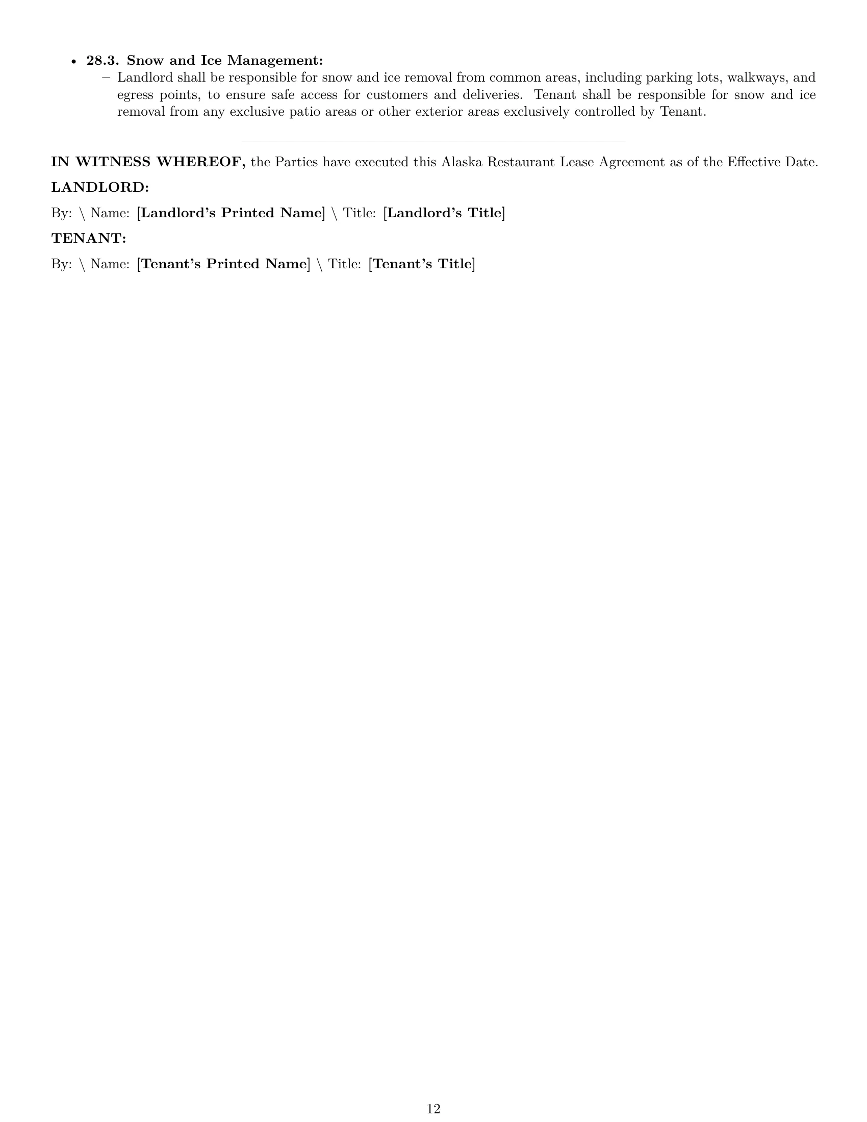 Preview page 12 of Pro Alaska restaurant lease agreement template