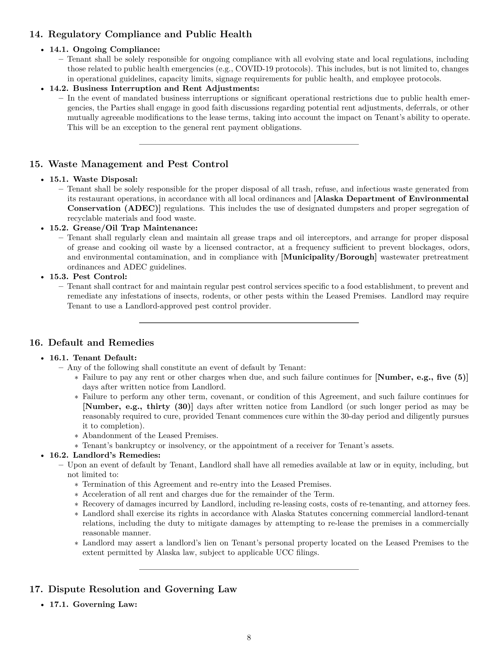 Preview page 8 of Pro Alaska restaurant lease agreement template