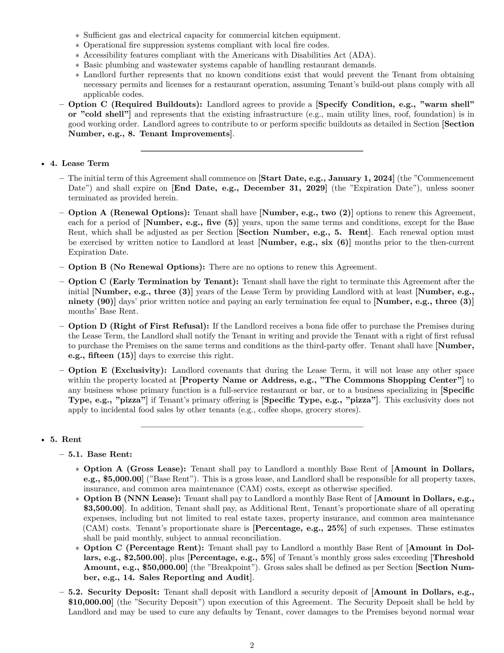 Preview page 2 of Pro Montana restaurant lease agreement template