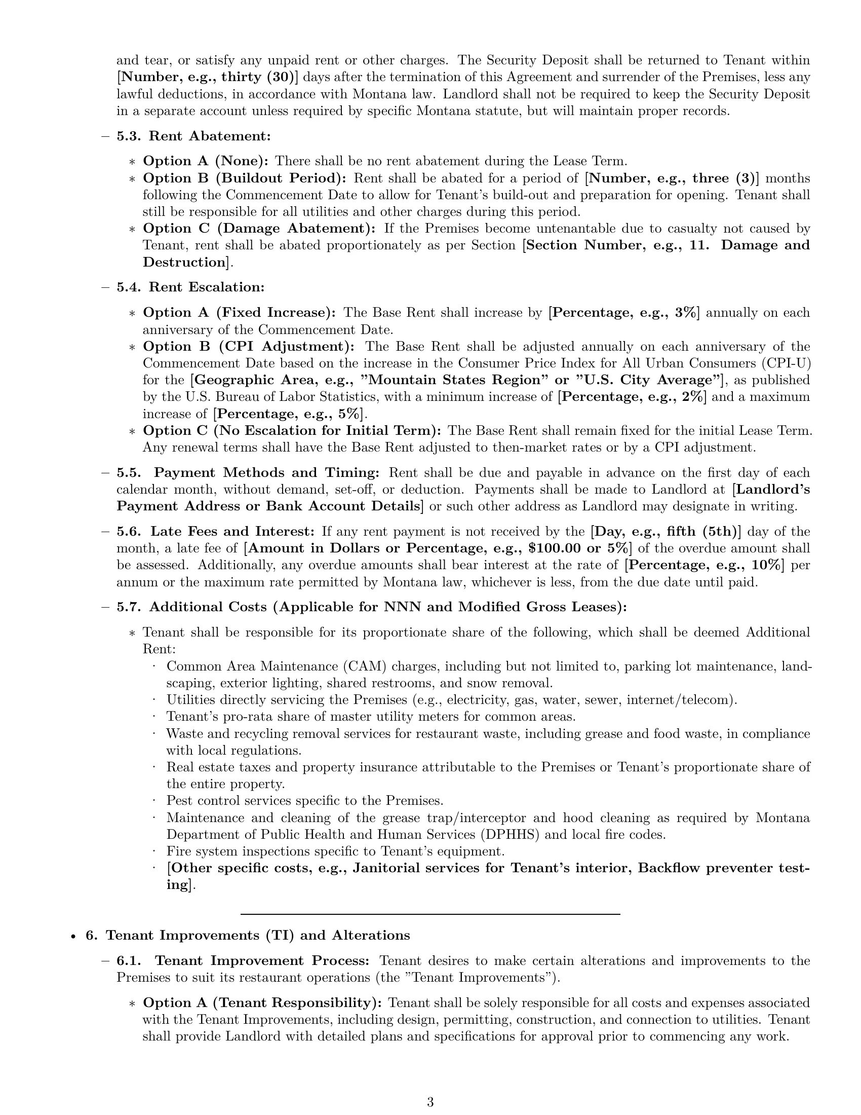 Preview page 3 of Pro Montana restaurant lease agreement template