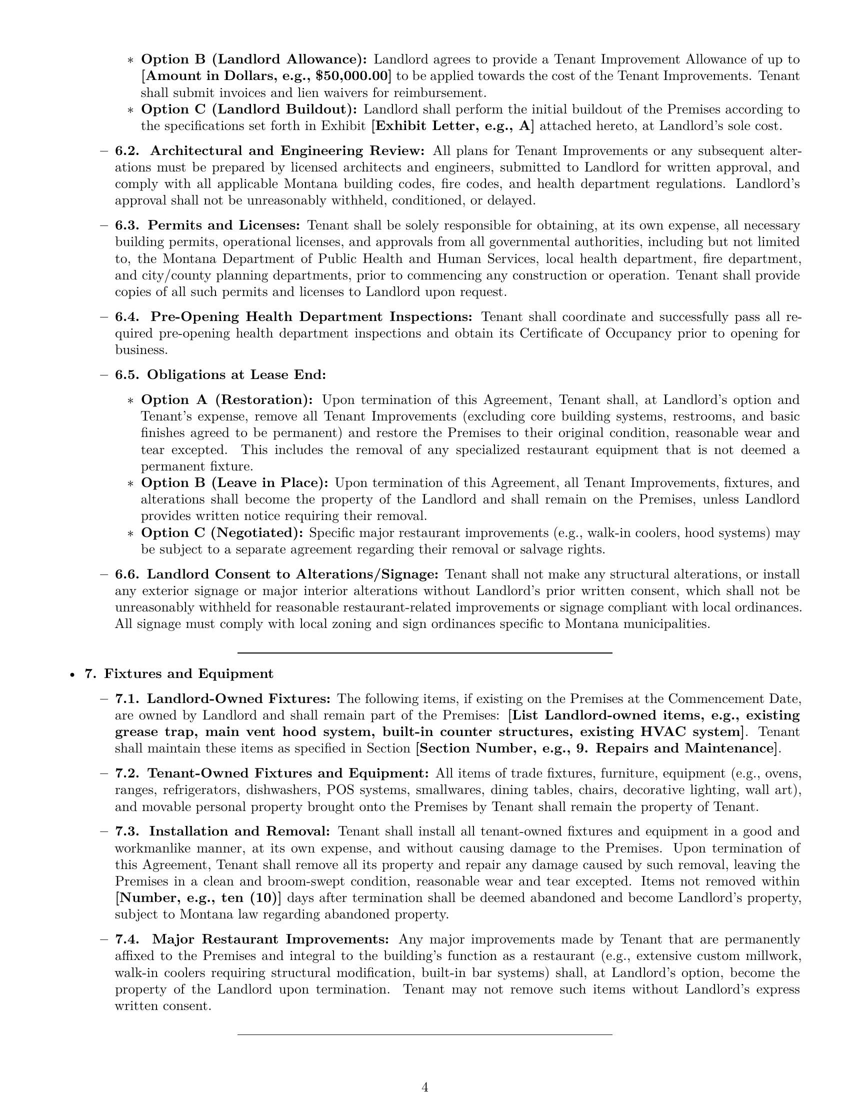 Preview page 4 of Pro Montana restaurant lease agreement template