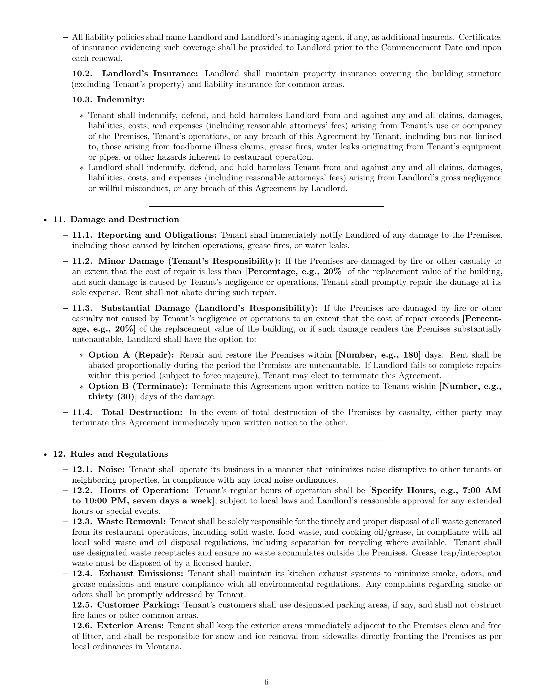 Preview page 6 of Pro Montana restaurant lease agreement template