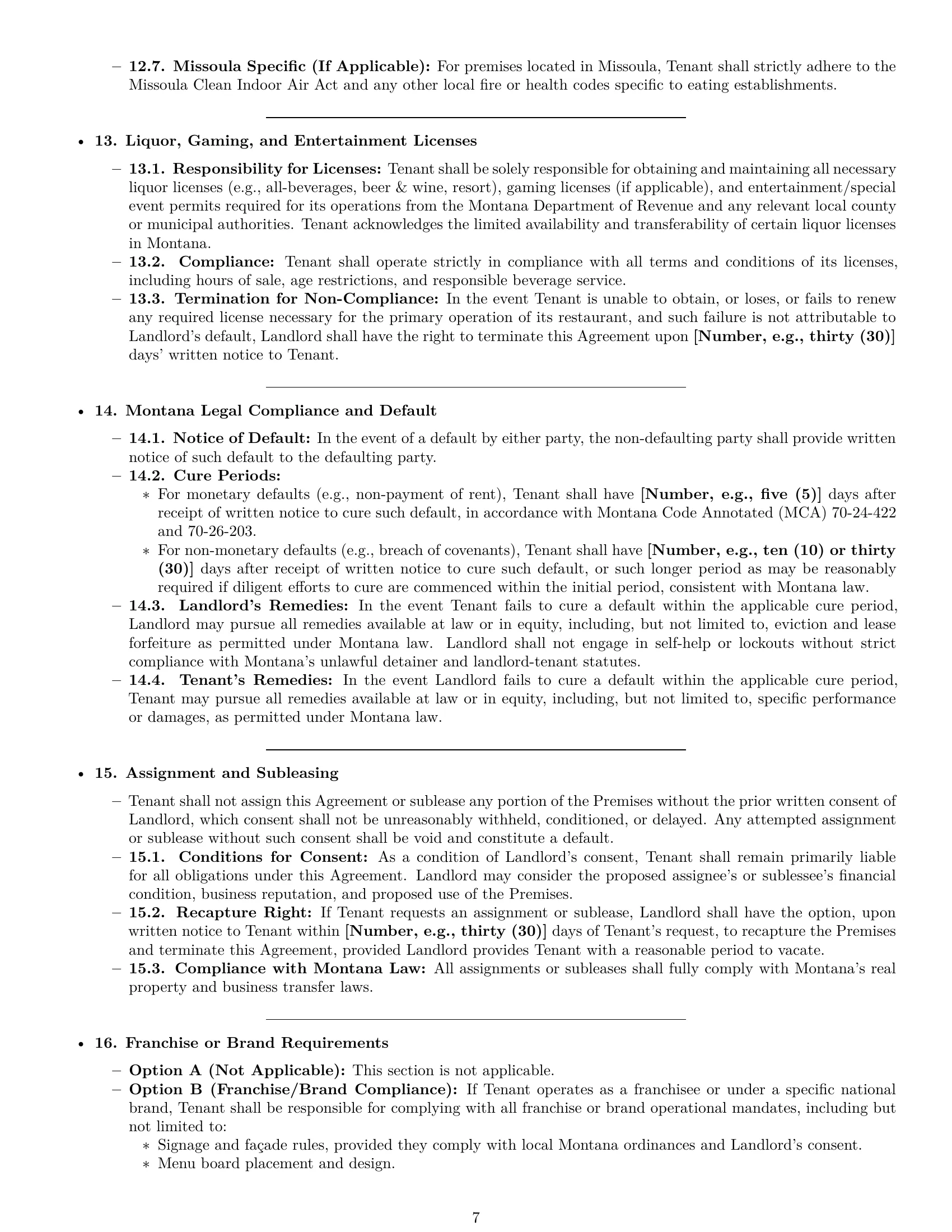 Preview page 7 of Pro Montana restaurant lease agreement template