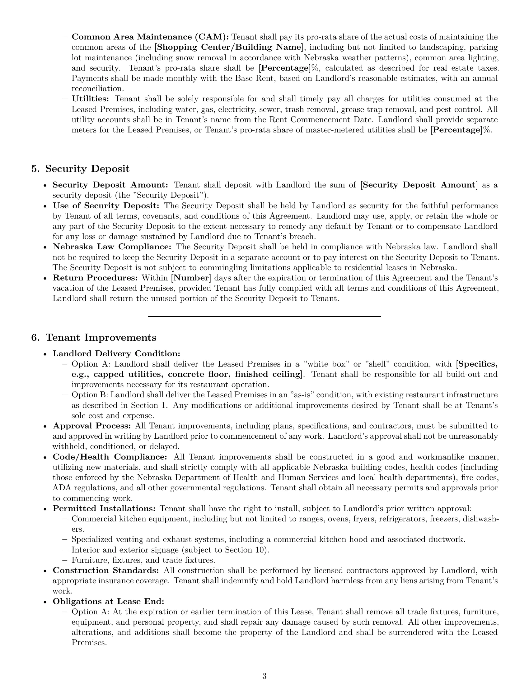 Preview page 3 of Pro Nebraska restaurant lease agreement template