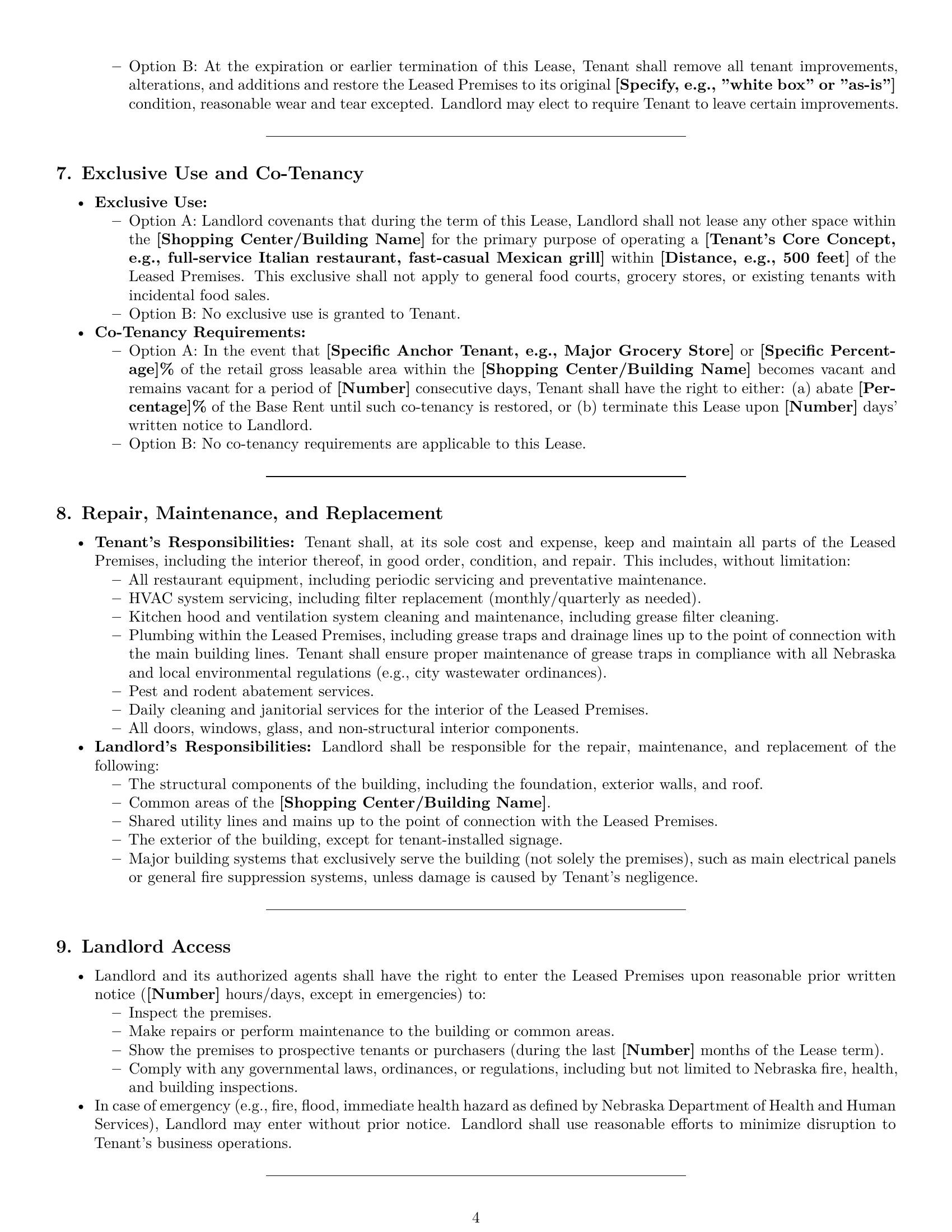 Preview page 4 of Pro Nebraska restaurant lease agreement template