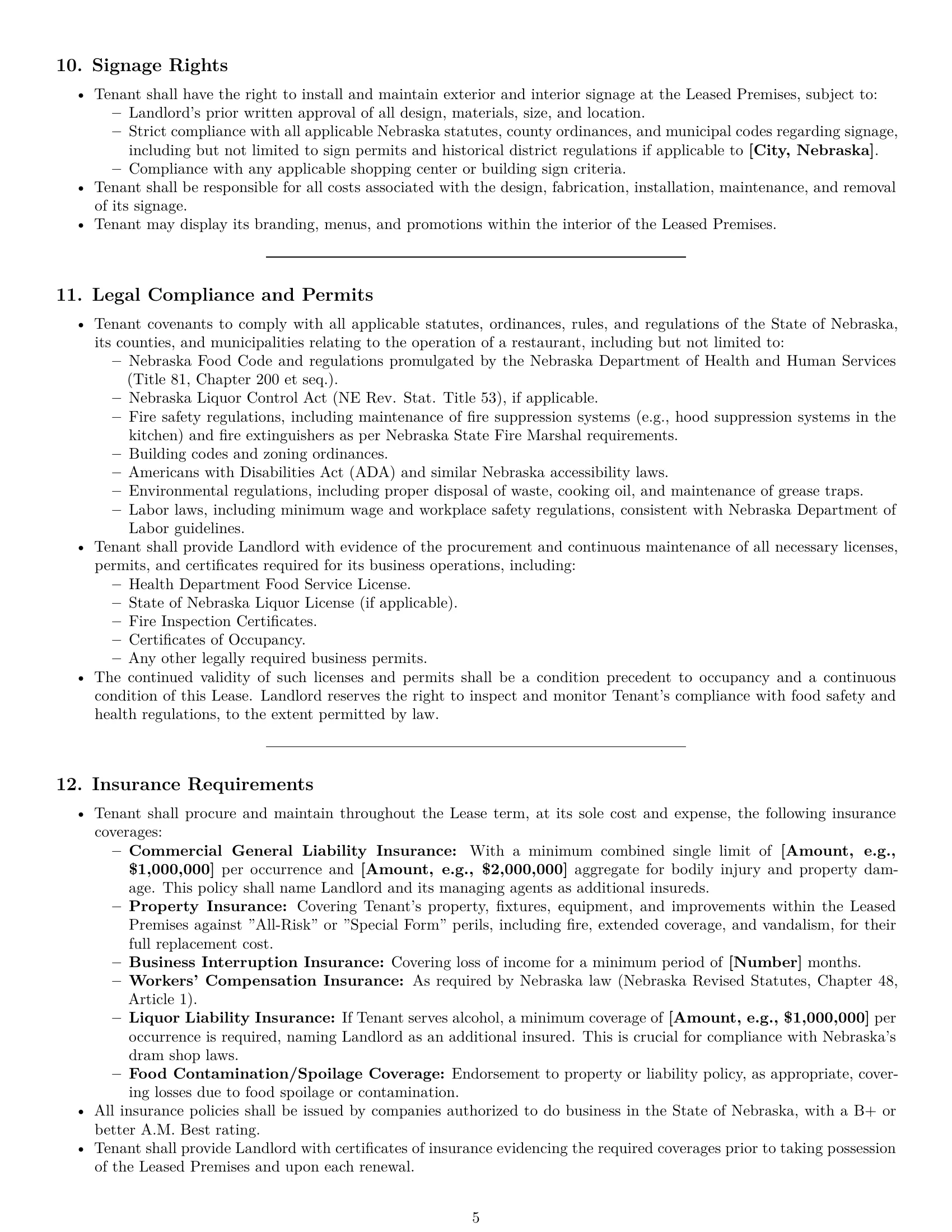 Preview page 5 of Pro Nebraska restaurant lease agreement template