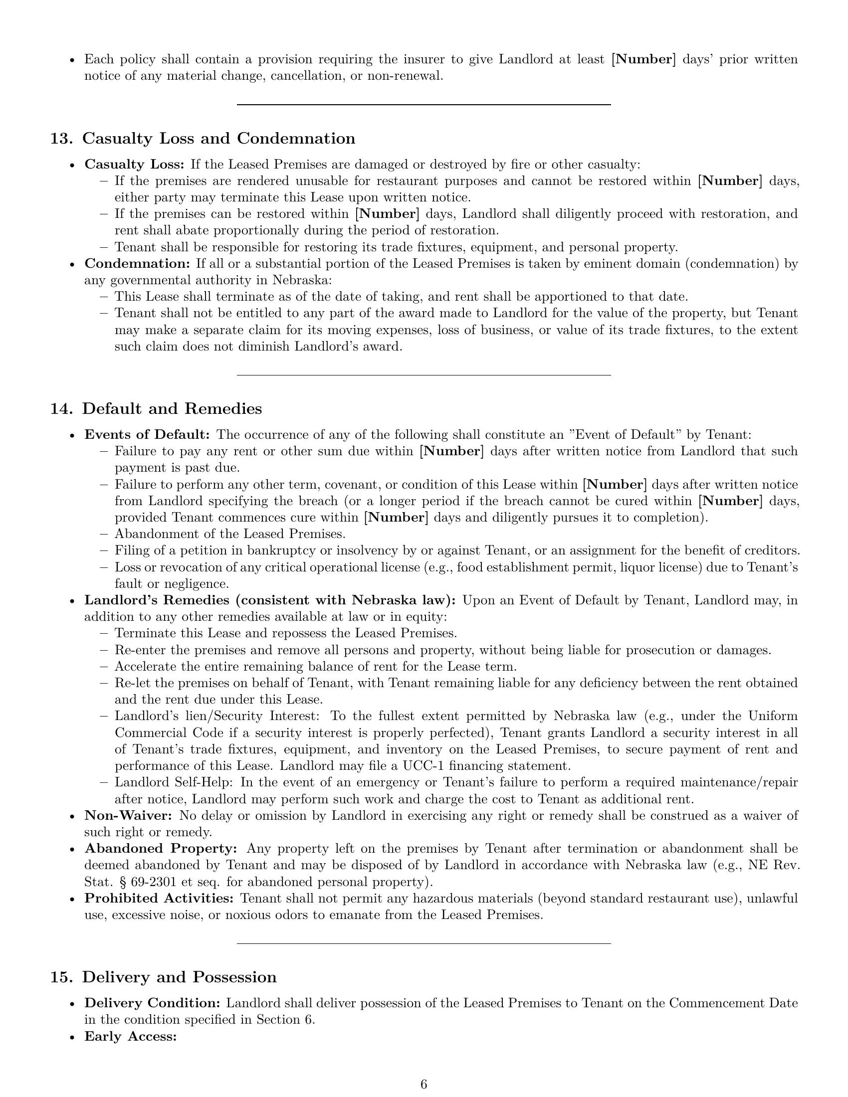 Preview page 6 of Pro Nebraska restaurant lease agreement template