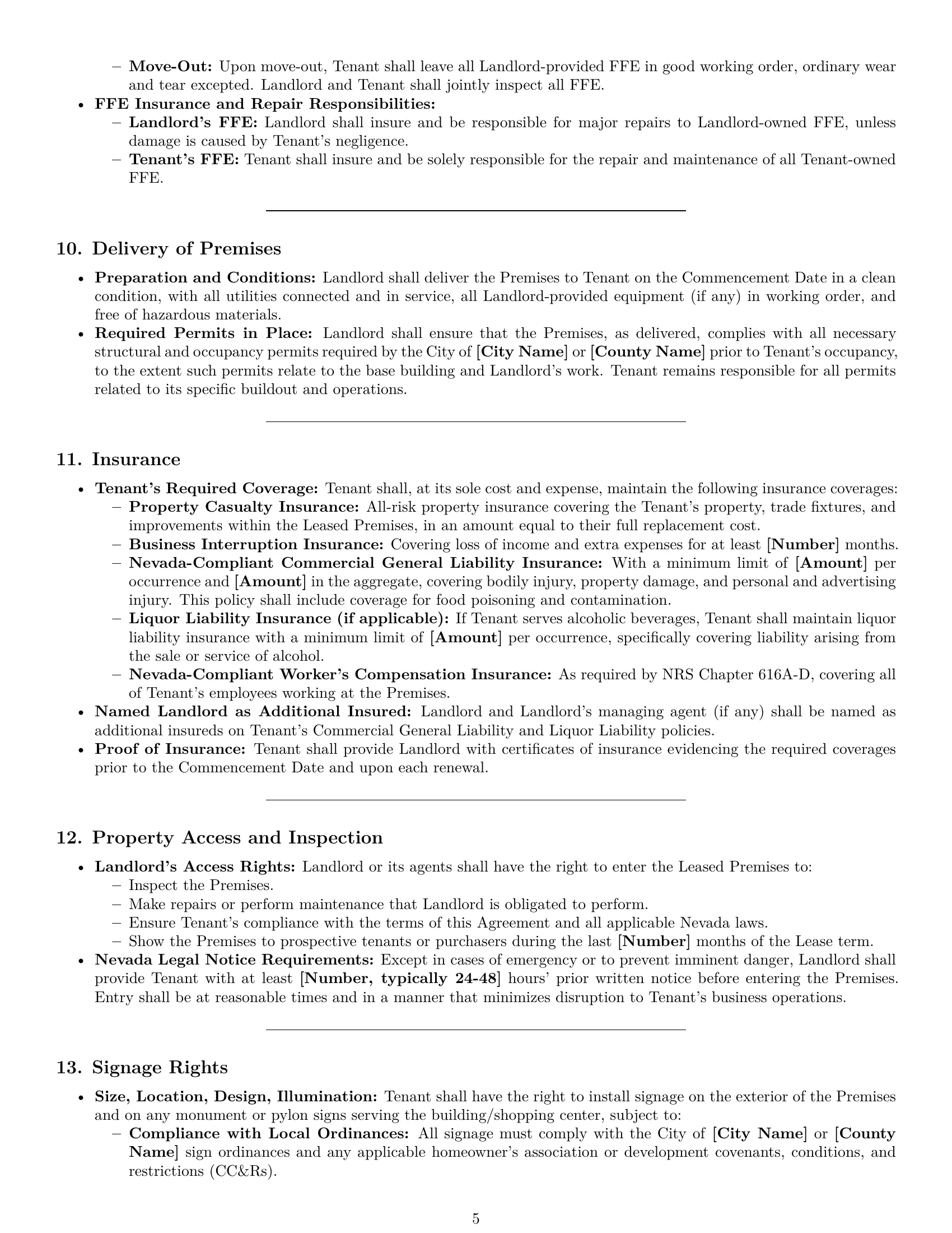 Preview page 5 of Pro Nevada restaurant lease agreement template