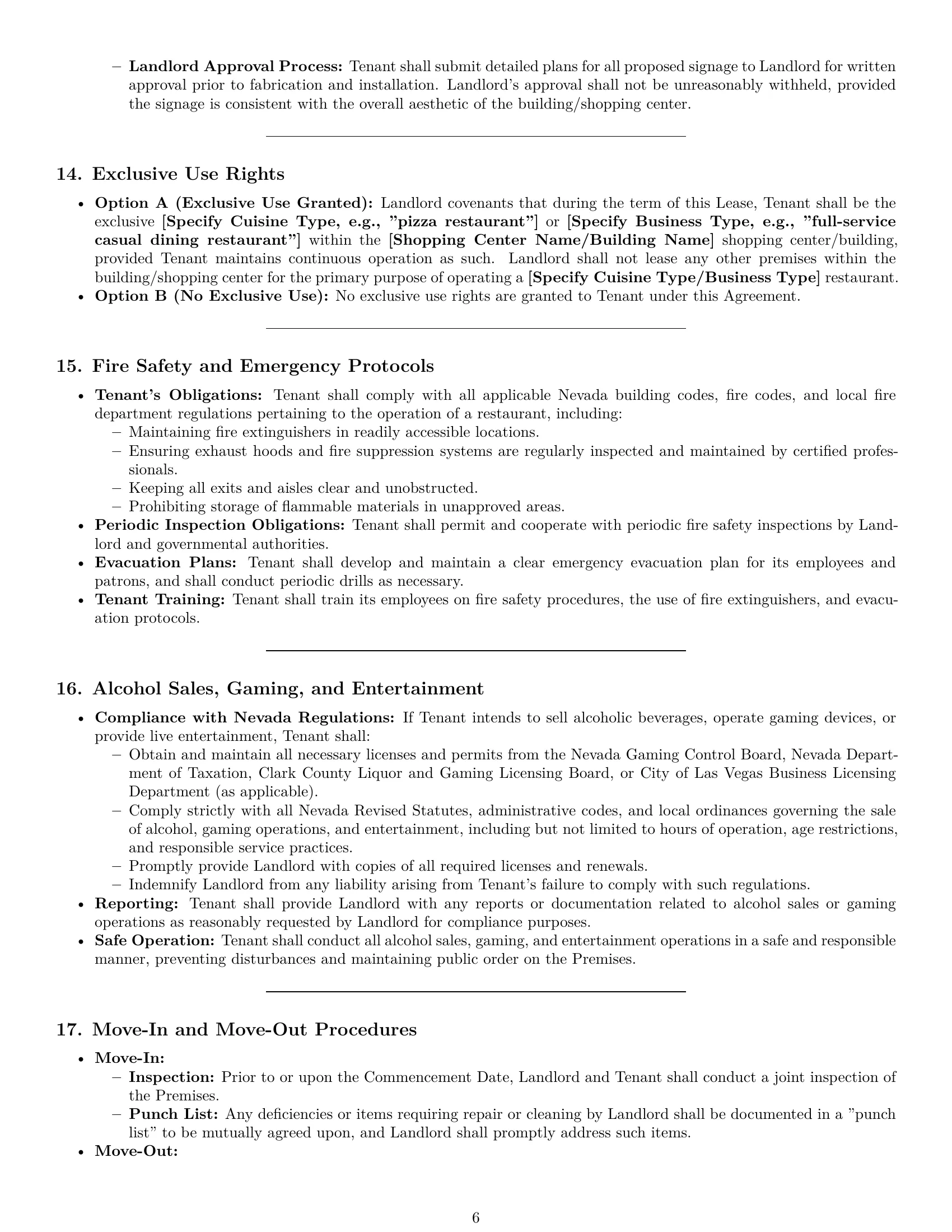 Preview page 6 of Pro Nevada restaurant lease agreement template