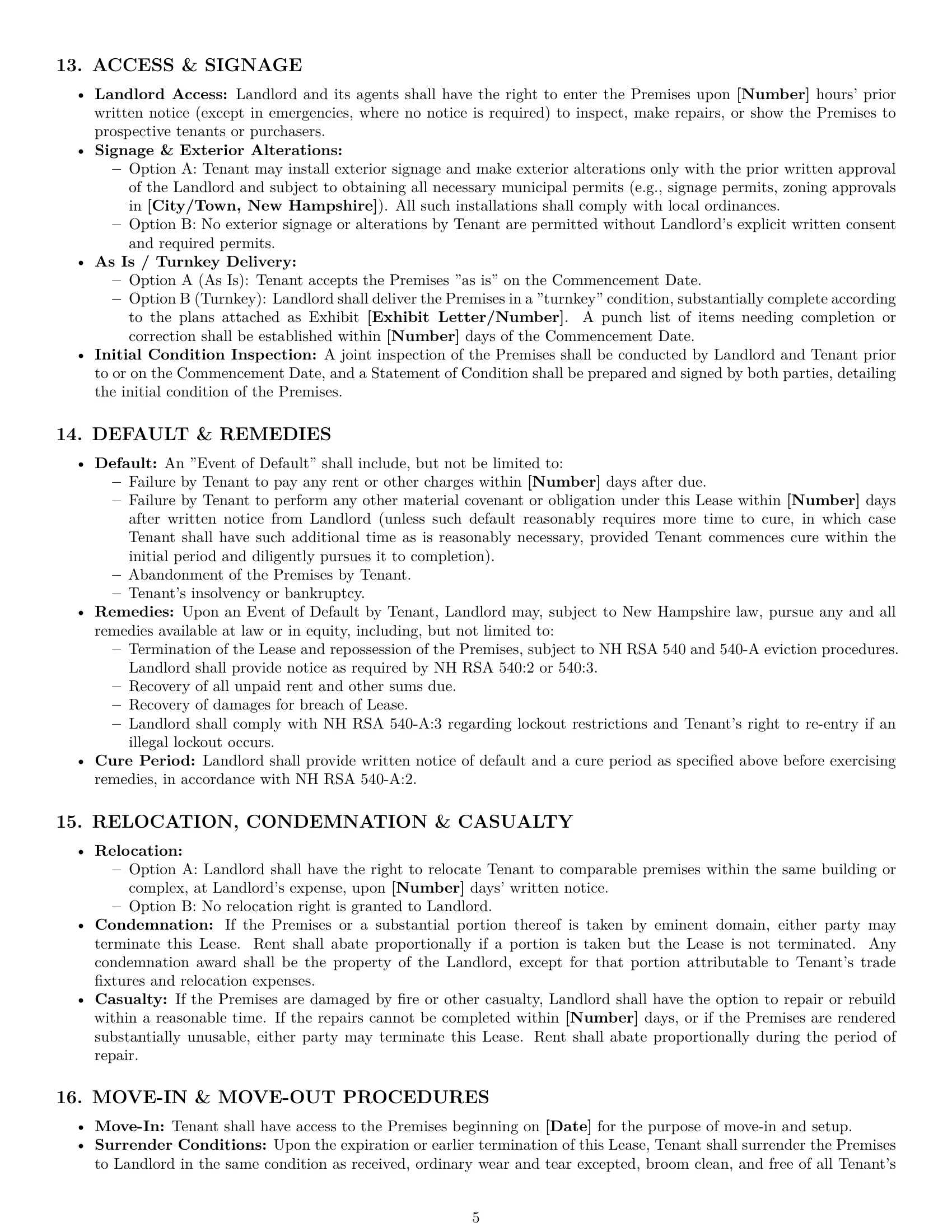 Preview page 5 of Pro New Hampshire restaurant lease agreement template
