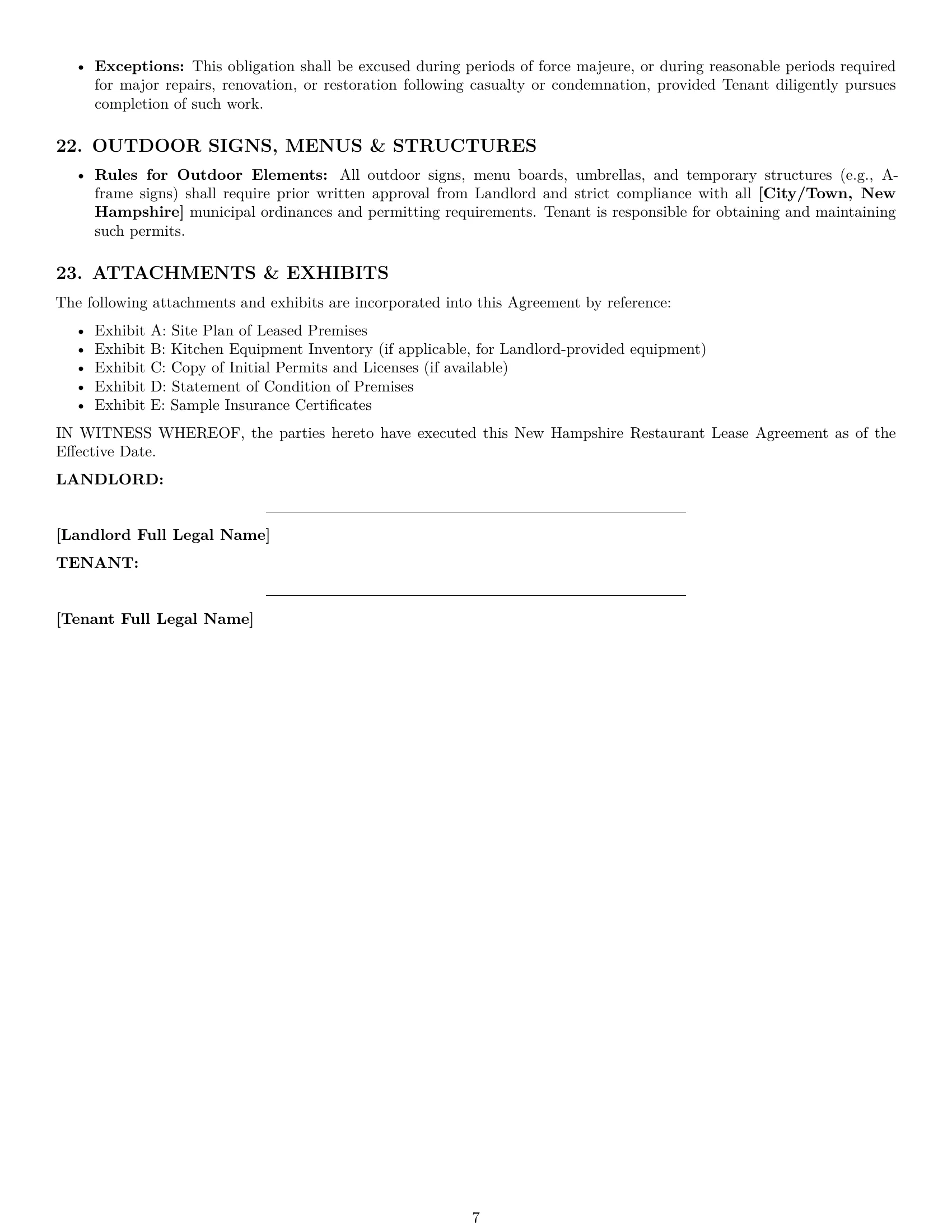 Preview page 7 of Pro New Hampshire restaurant lease agreement template