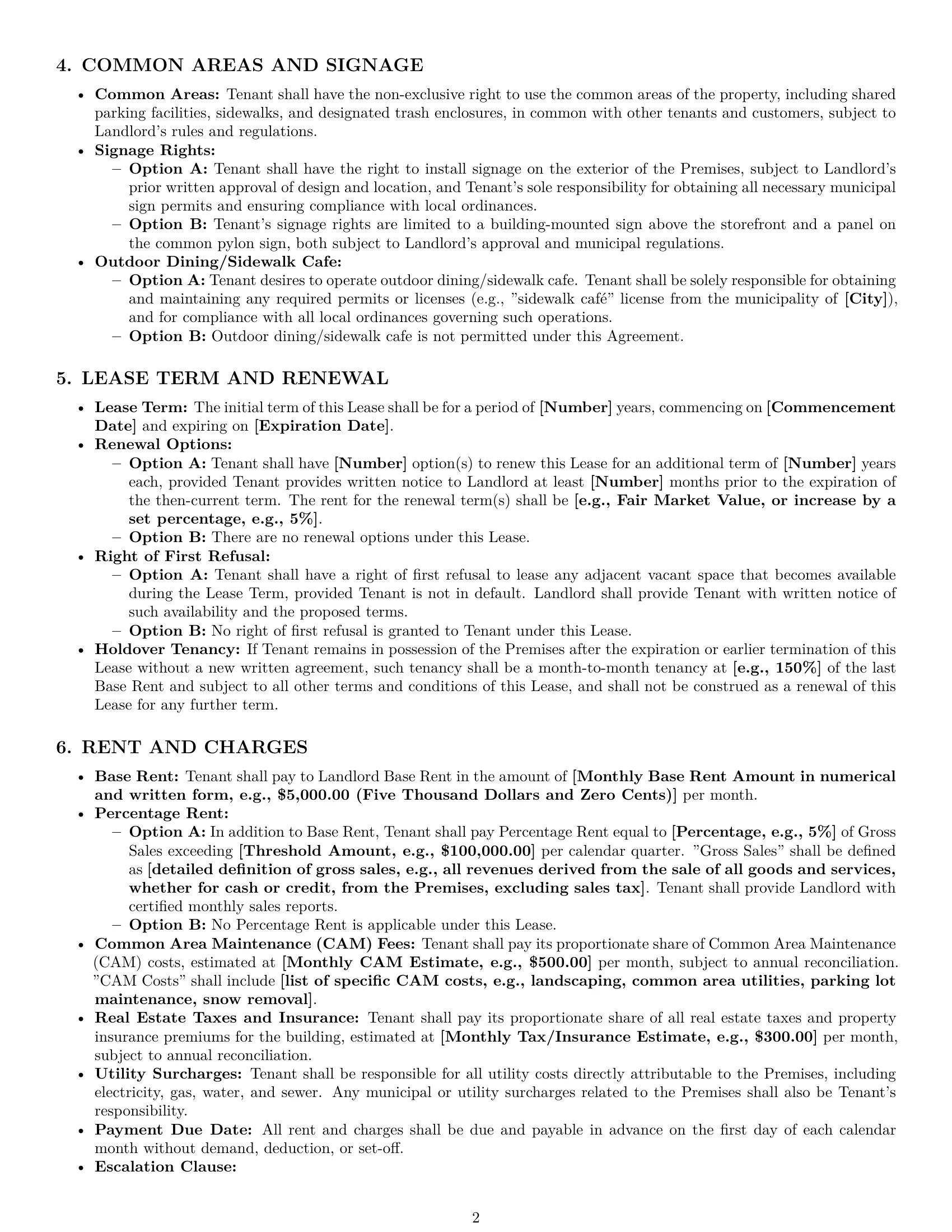 Preview page 2 of Pro New Jersey restaurant lease agreement template