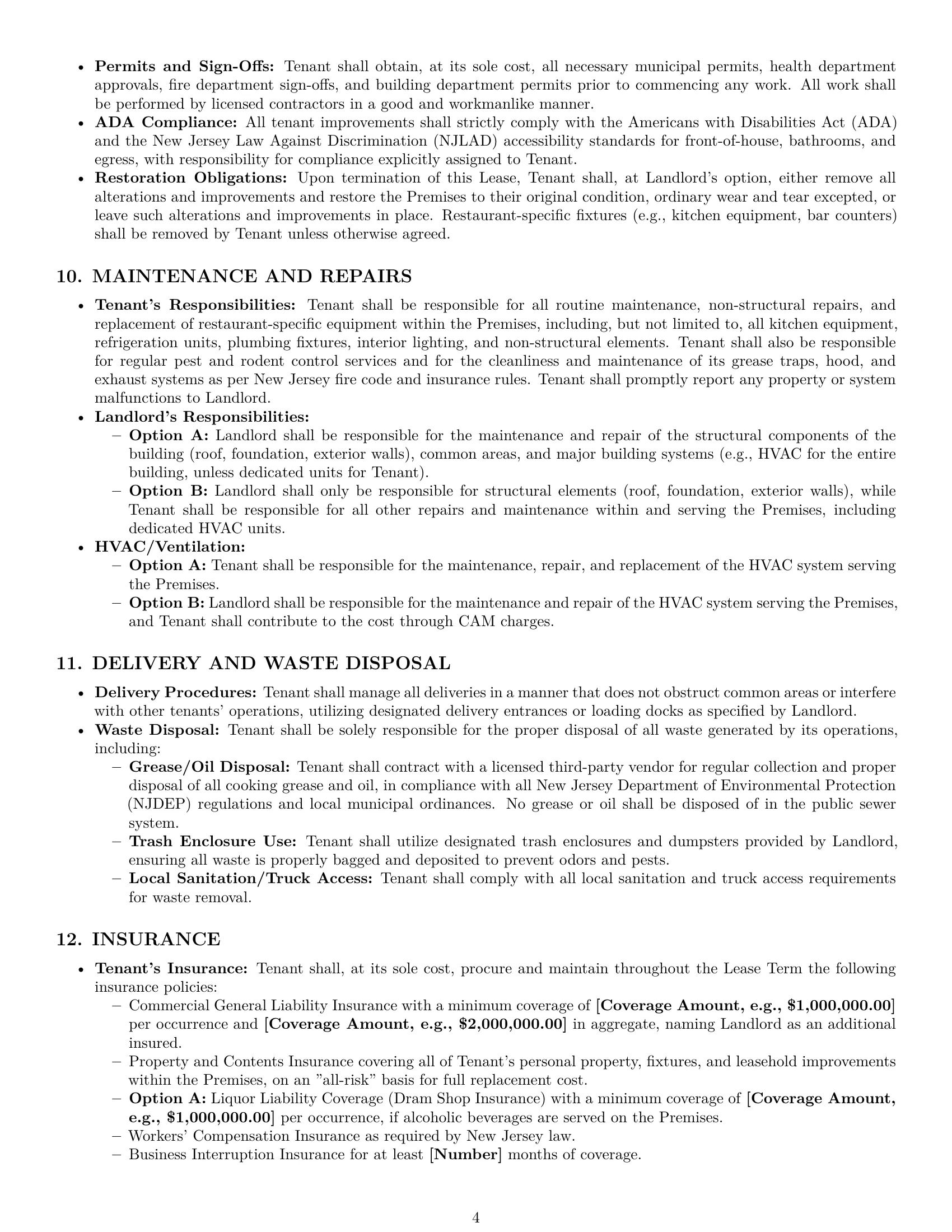Preview page 4 of Pro New Jersey restaurant lease agreement template