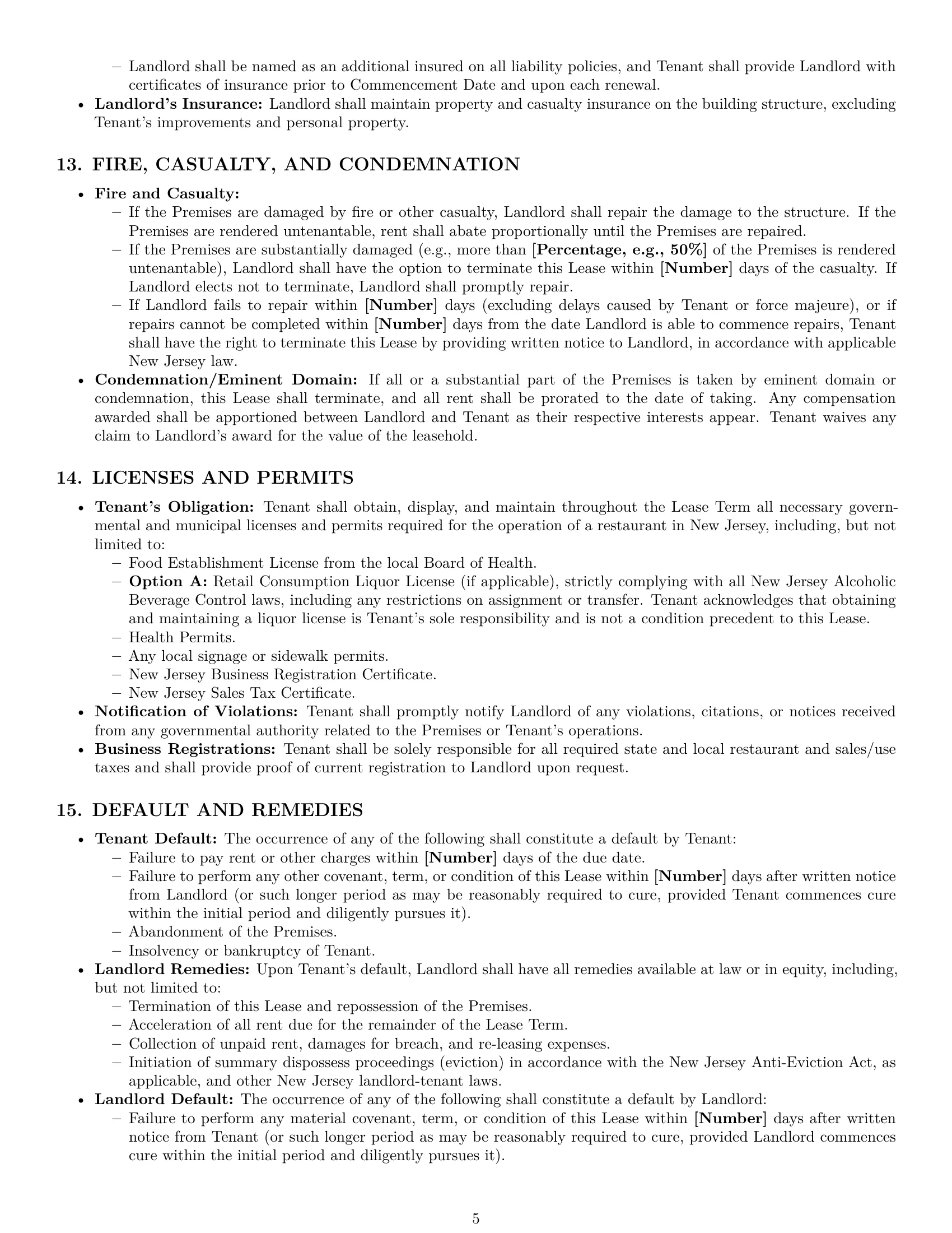 Preview page 5 of Pro New Jersey restaurant lease agreement template