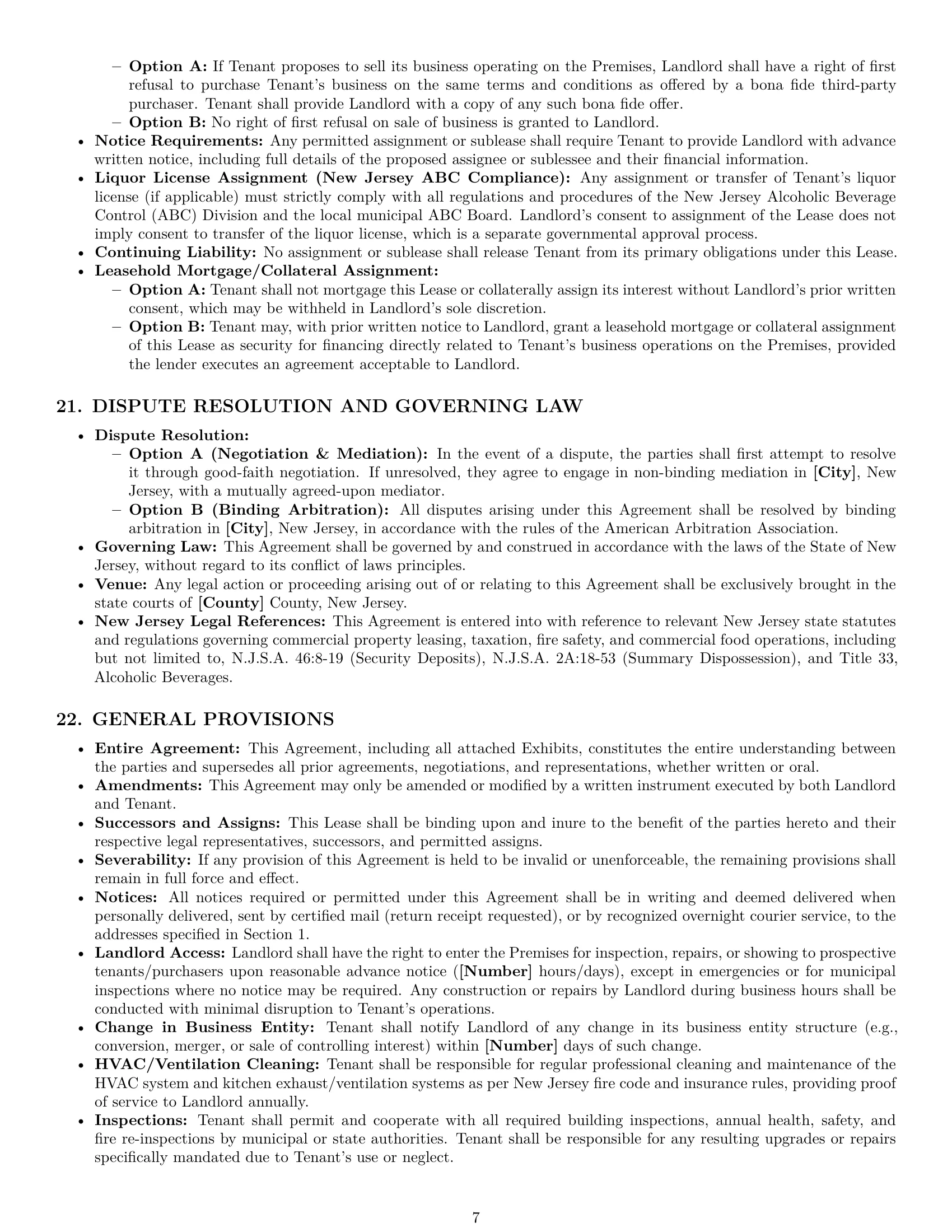 Preview page 7 of Pro New Jersey restaurant lease agreement template