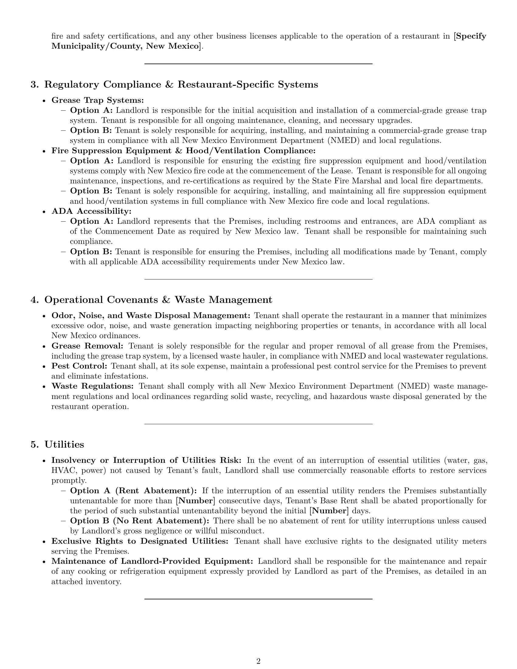 Preview page 2 of Pro New Mexico restaurant lease agreement template