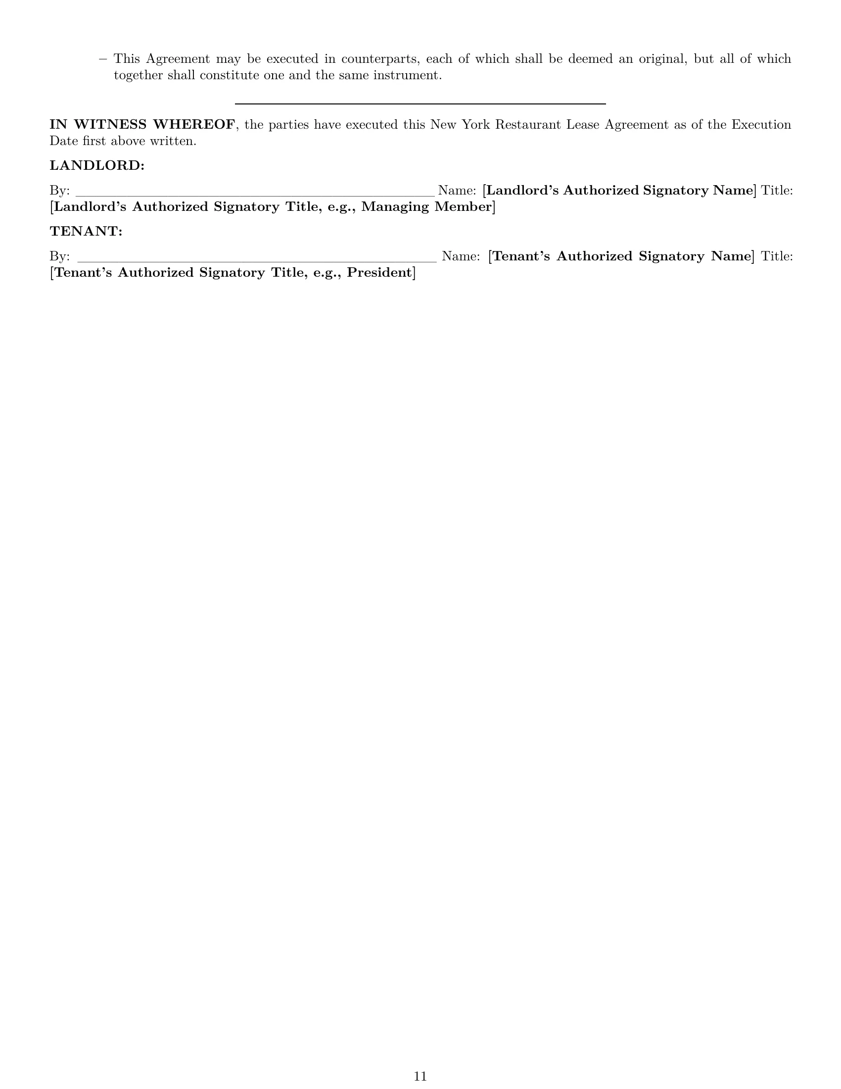 Preview page 11 of Pro New York restaurant lease agreement template