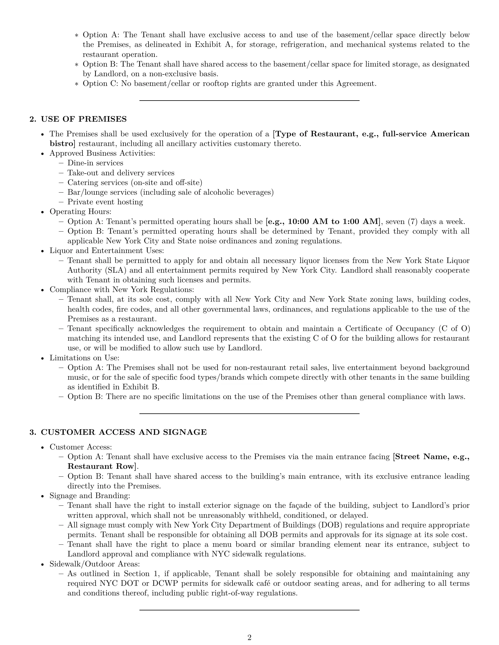 Preview page 2 of Pro New York restaurant lease agreement template