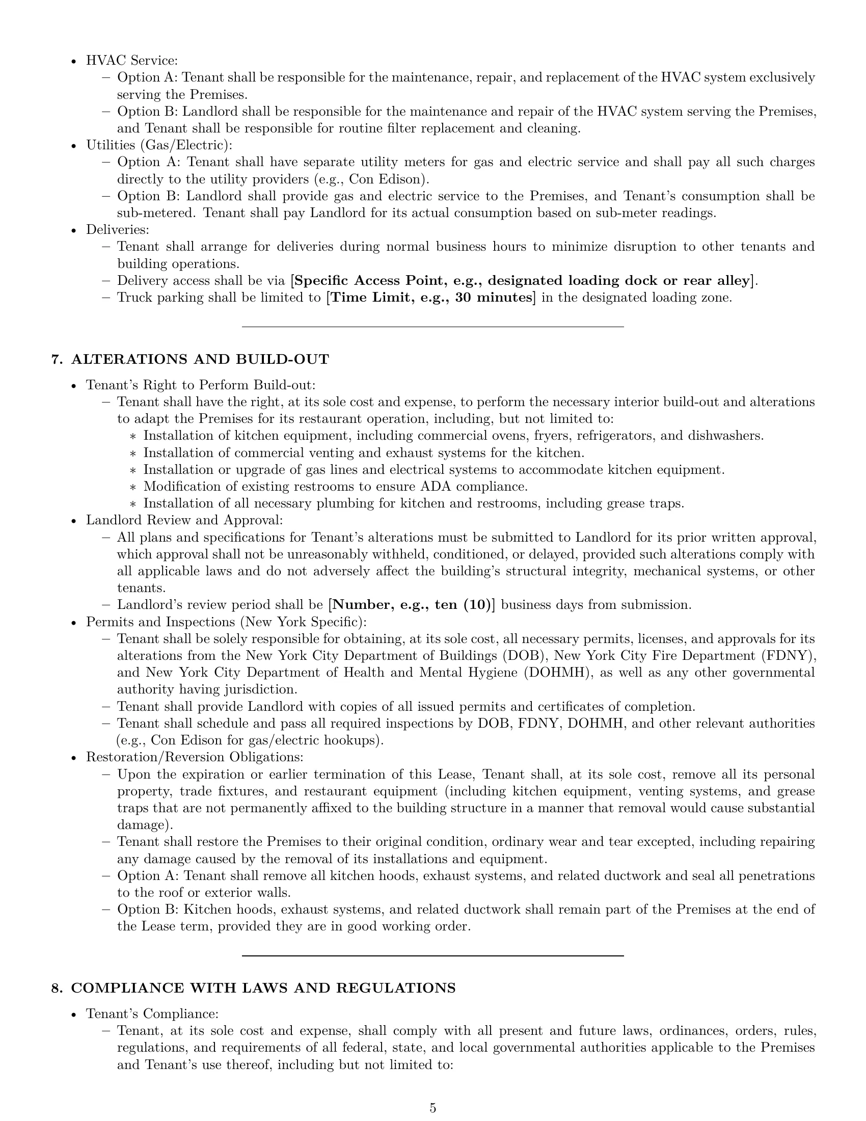 Preview page 5 of Pro New York restaurant lease agreement template