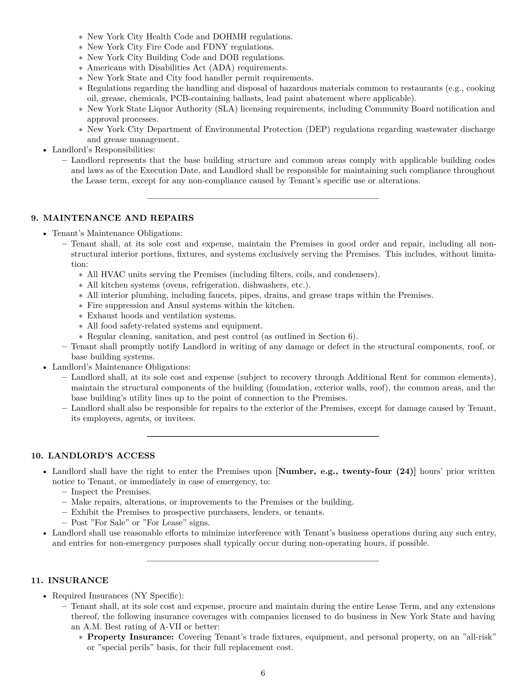 Preview page 6 of Pro New York restaurant lease agreement template
