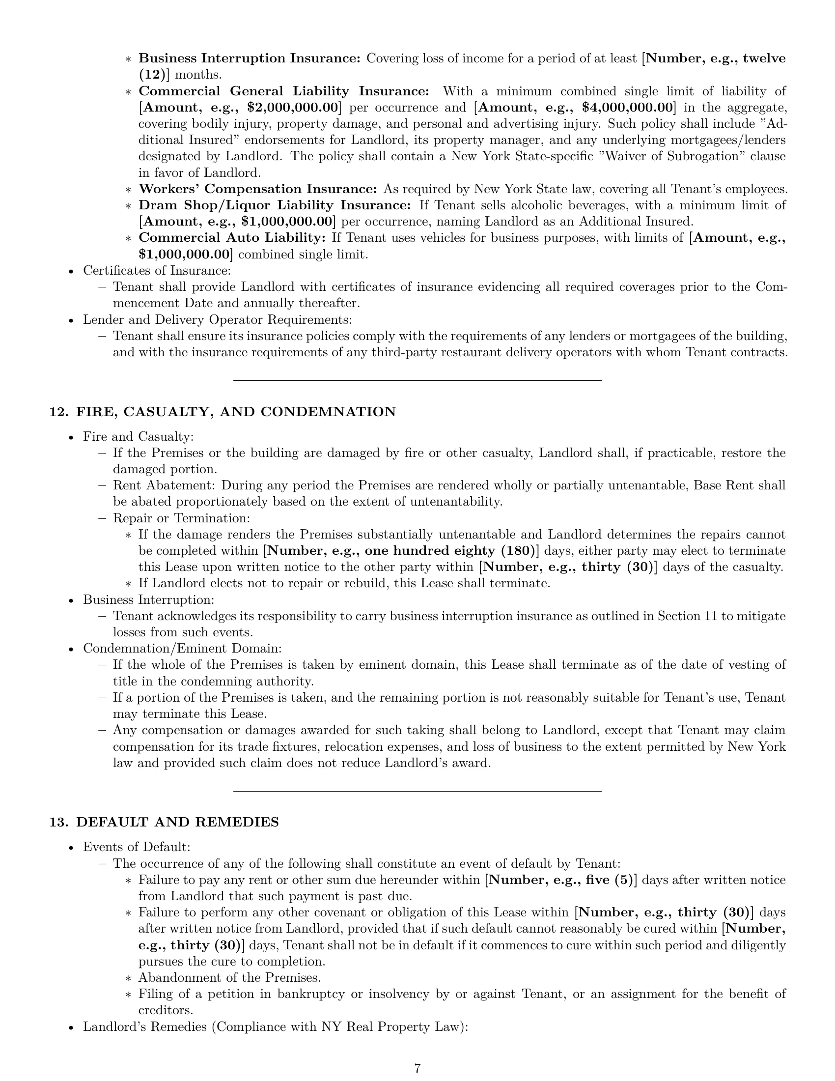 Preview page 7 of Pro New York restaurant lease agreement template