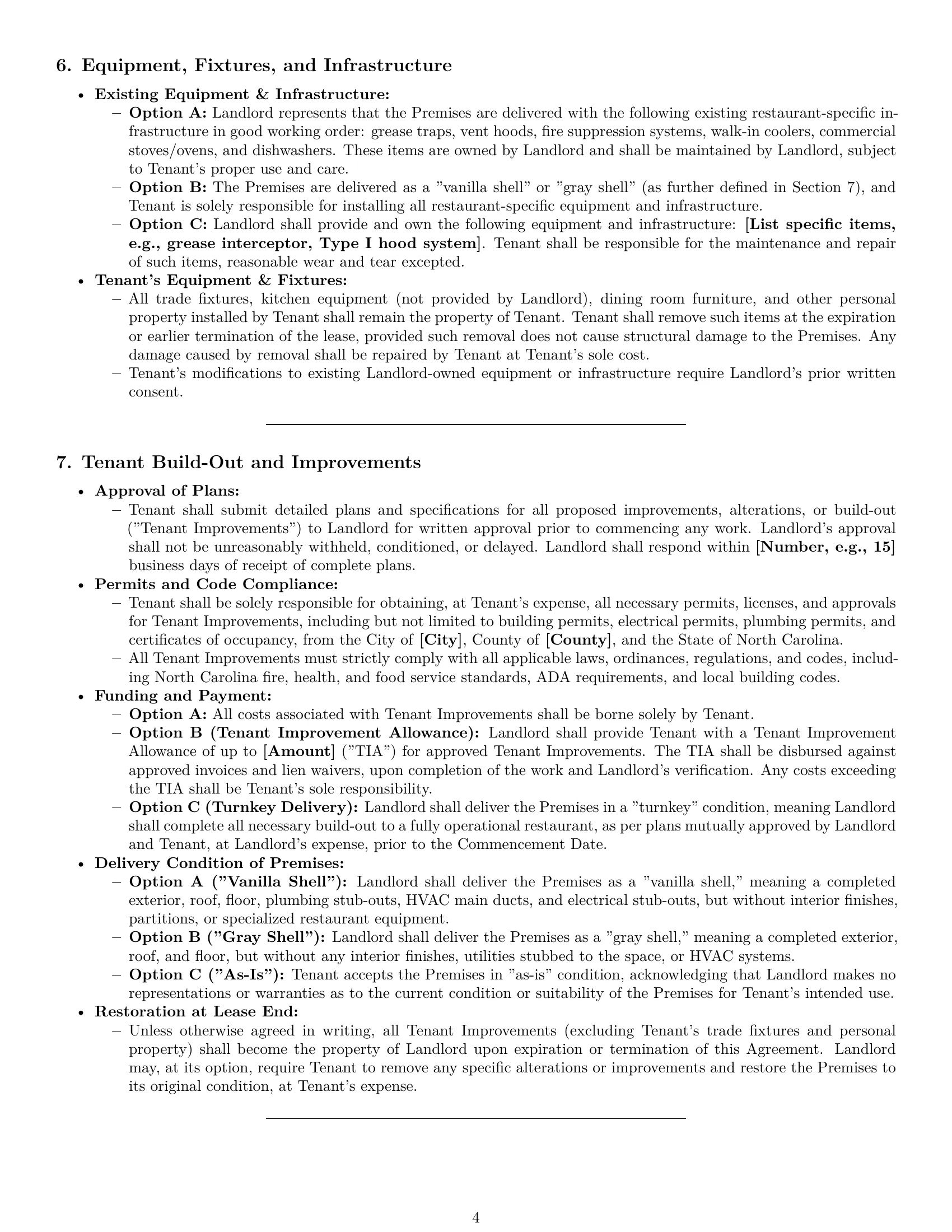 Preview page 4 of Pro North Carolina restaurant lease agreement template