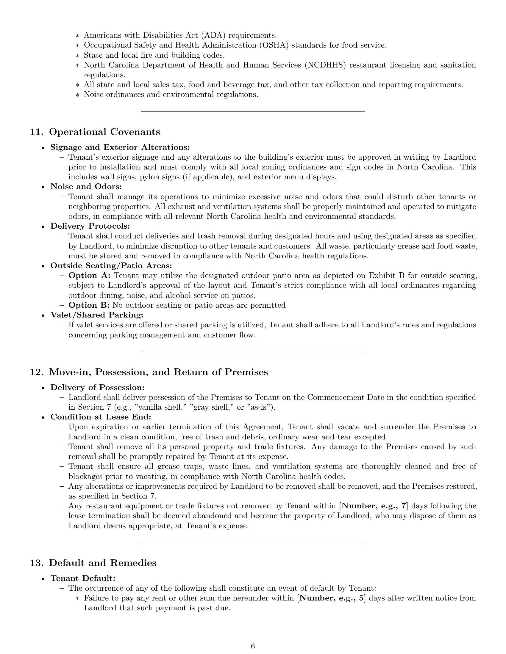Preview page 6 of Pro North Carolina restaurant lease agreement template