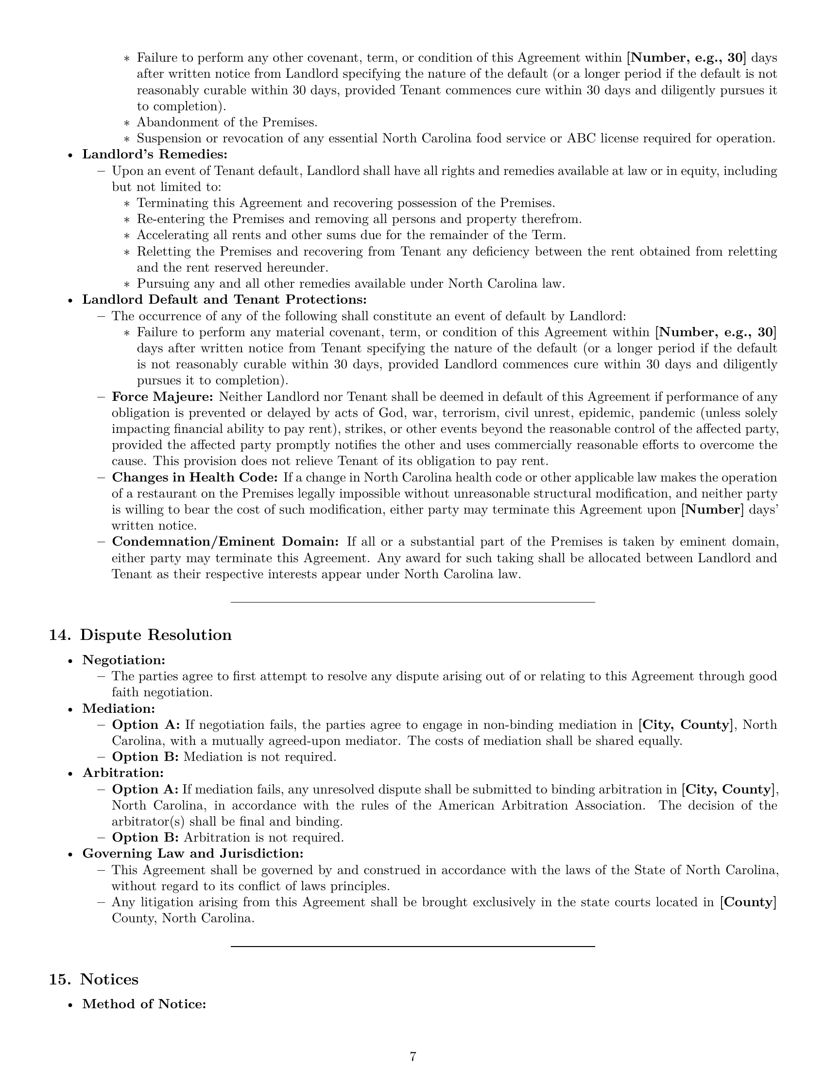 Preview page 7 of Pro North Carolina restaurant lease agreement template