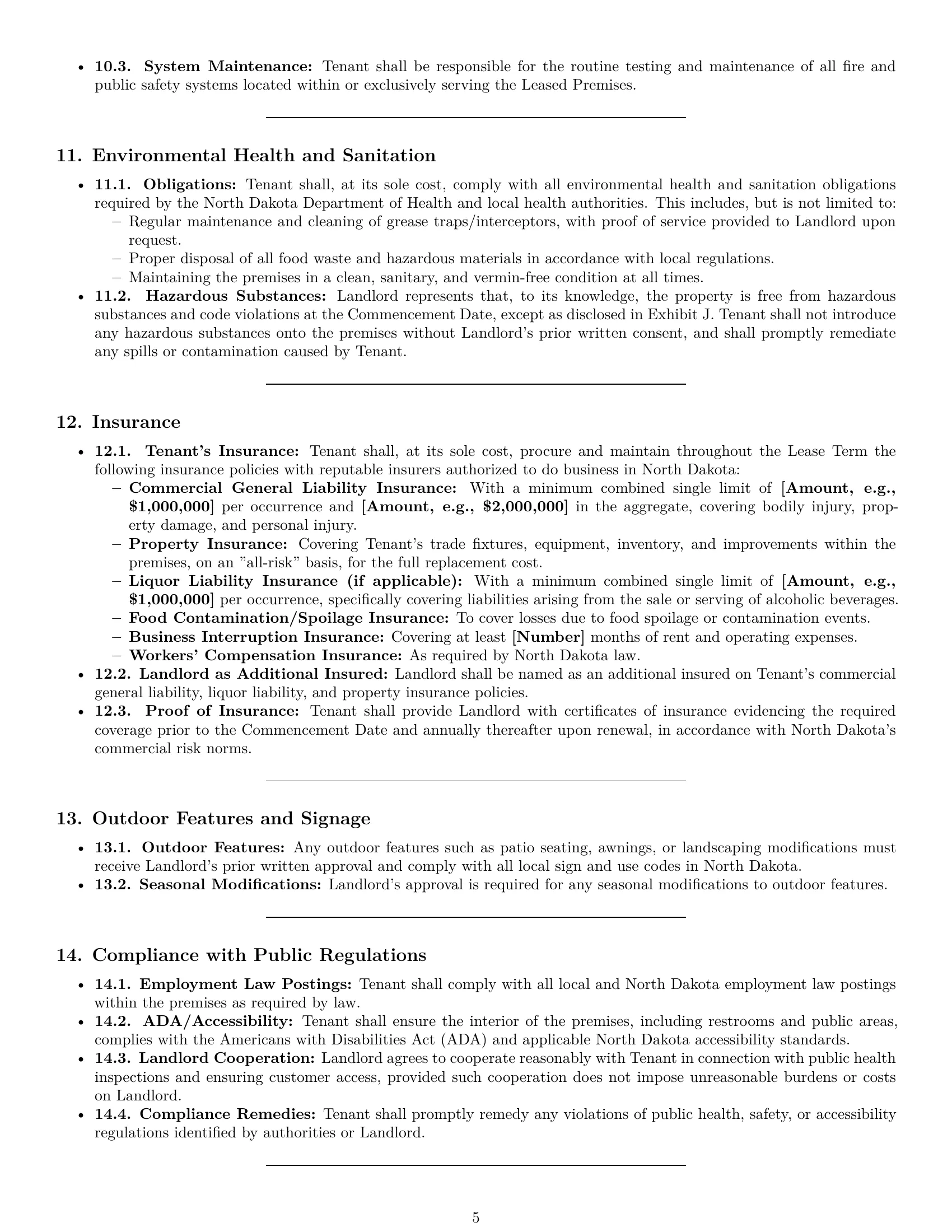 Preview page 5 of Pro North Dakota restaurant lease agreement template