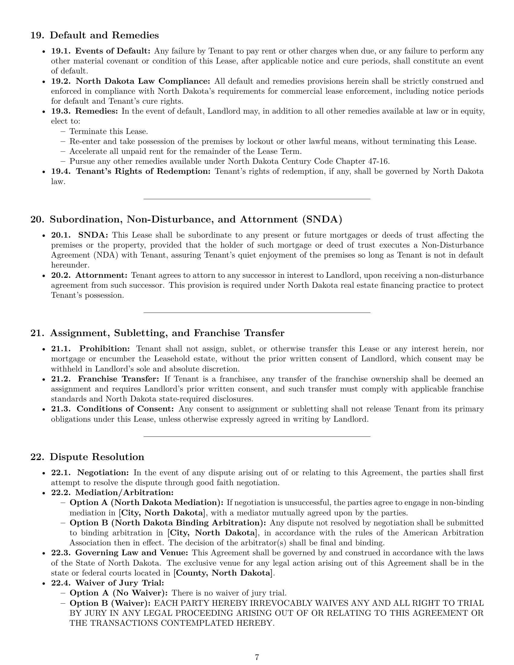 Preview page 7 of Pro North Dakota restaurant lease agreement template