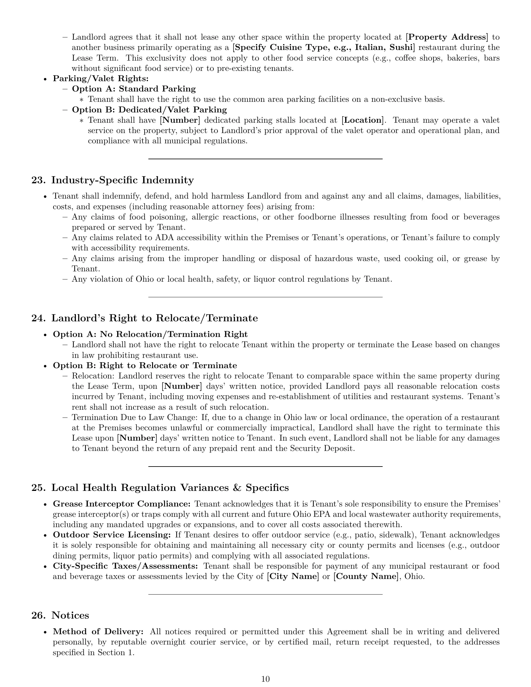 Preview page 10 of Pro Ohio restaurant lease agreement template
