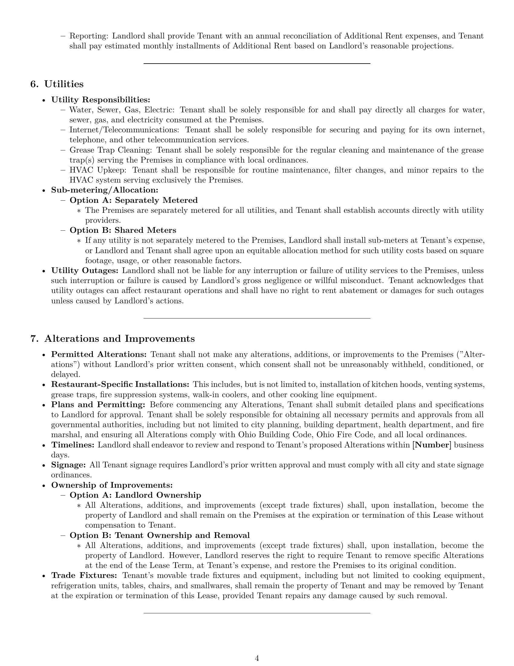 Preview page 4 of Pro Ohio restaurant lease agreement template